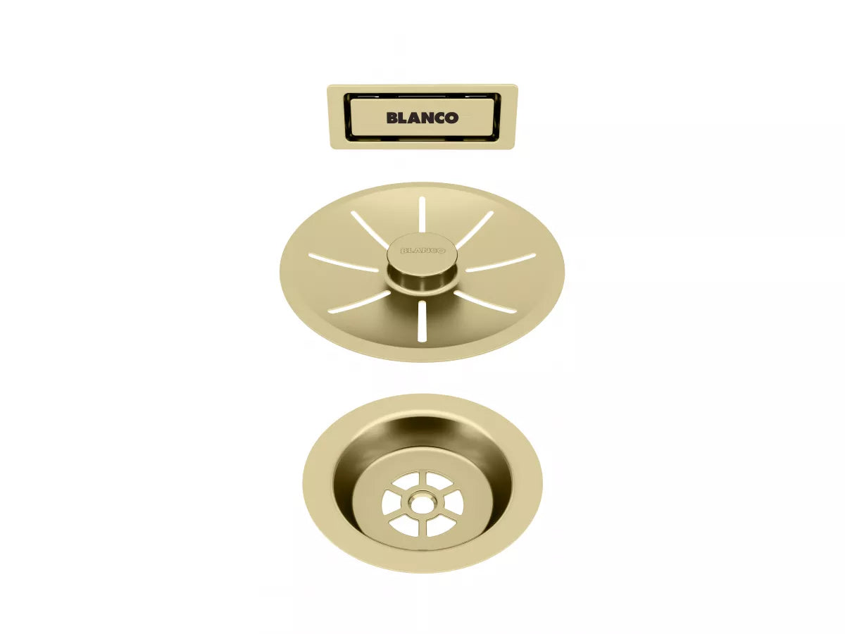 Zestaw elementów stalowych w kolorze satin gold, do armatury przelewowo-odpływowej InFino, do jednej komory