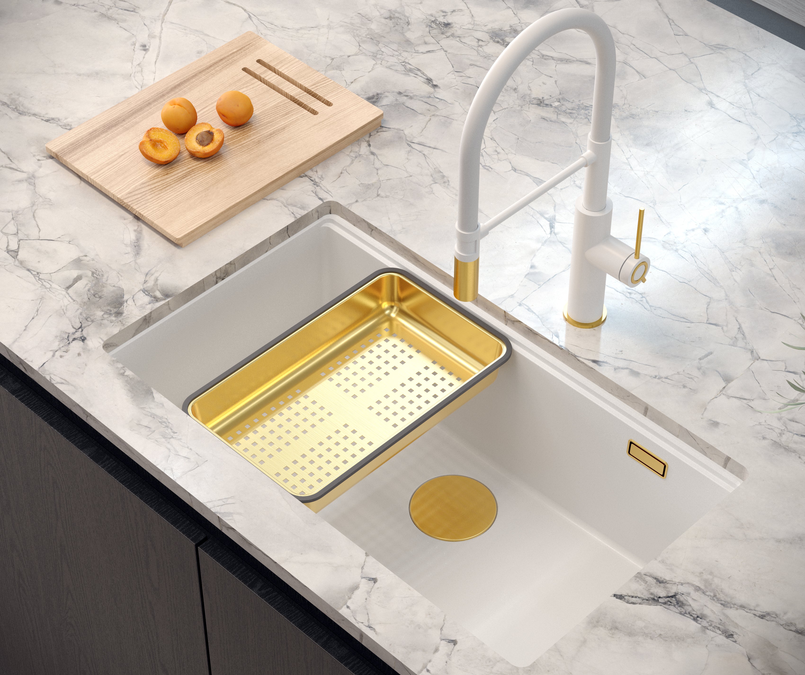 Zlewozmywak granitowy podwieszany beżowy Quadron Logan 110 Pearl Beige HQD7644U2