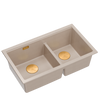 Zlewozmywak granitowy podwieszany beżowy dwukomorowy Quadron Logan 120 Pearl Beige HQL7645U2