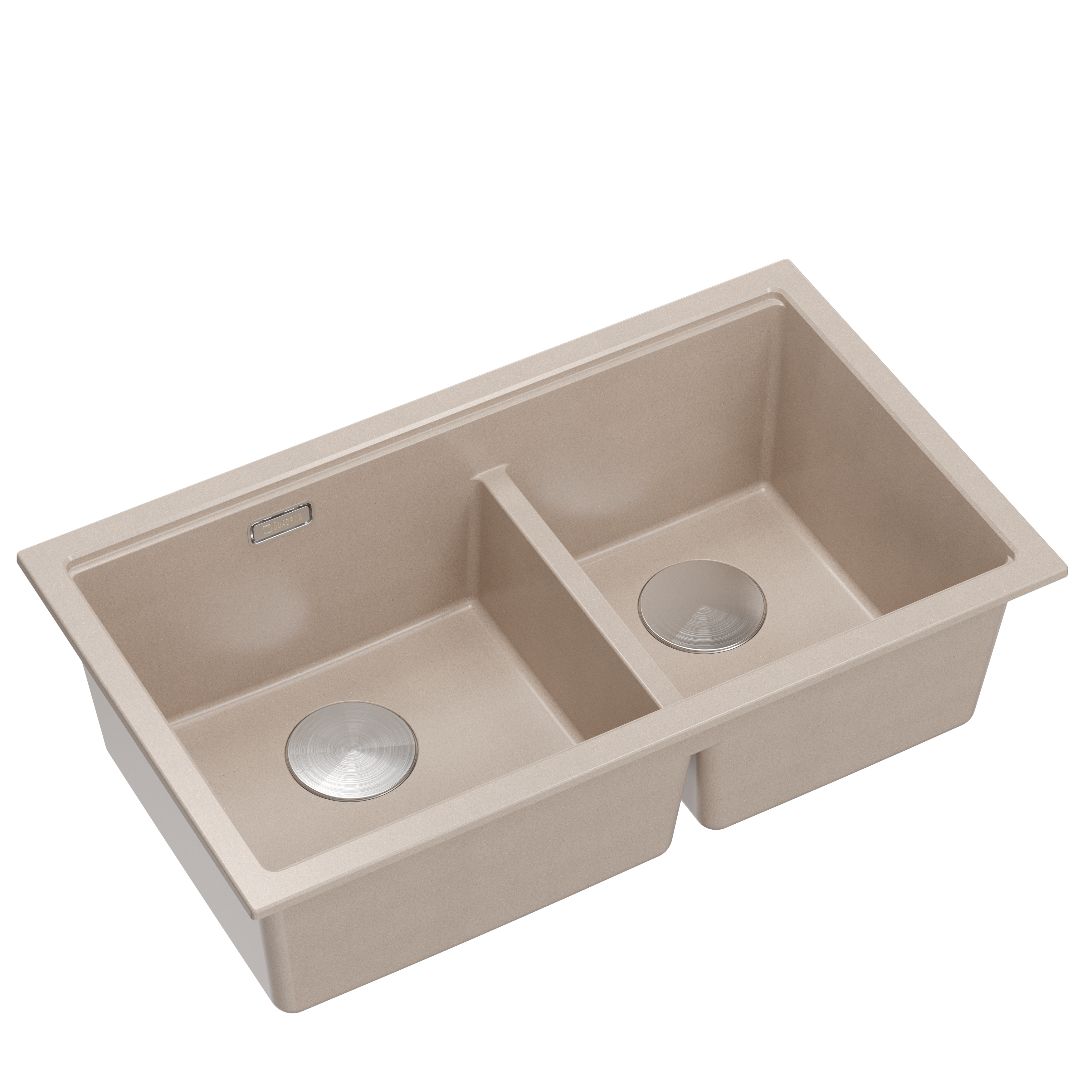 Zlewozmywak granitowy podwieszany beżowy dwukomorowy Quadron Logan 120 Pearl Beige HQL7645U2