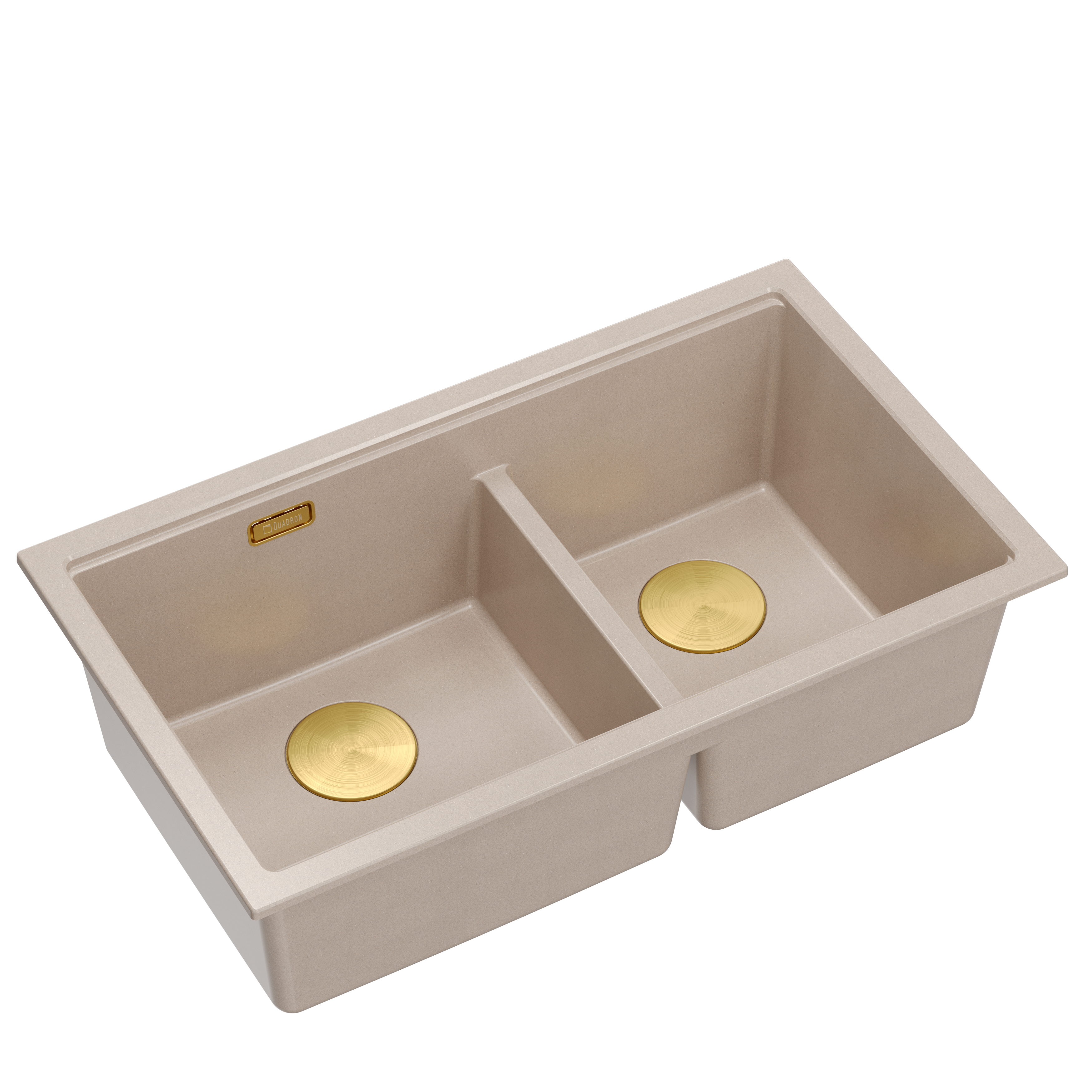 Zlewozmywak granitowy podwieszany beżowy dwukomorowy Quadron Logan 120 Pearl Beige HQL7645U2