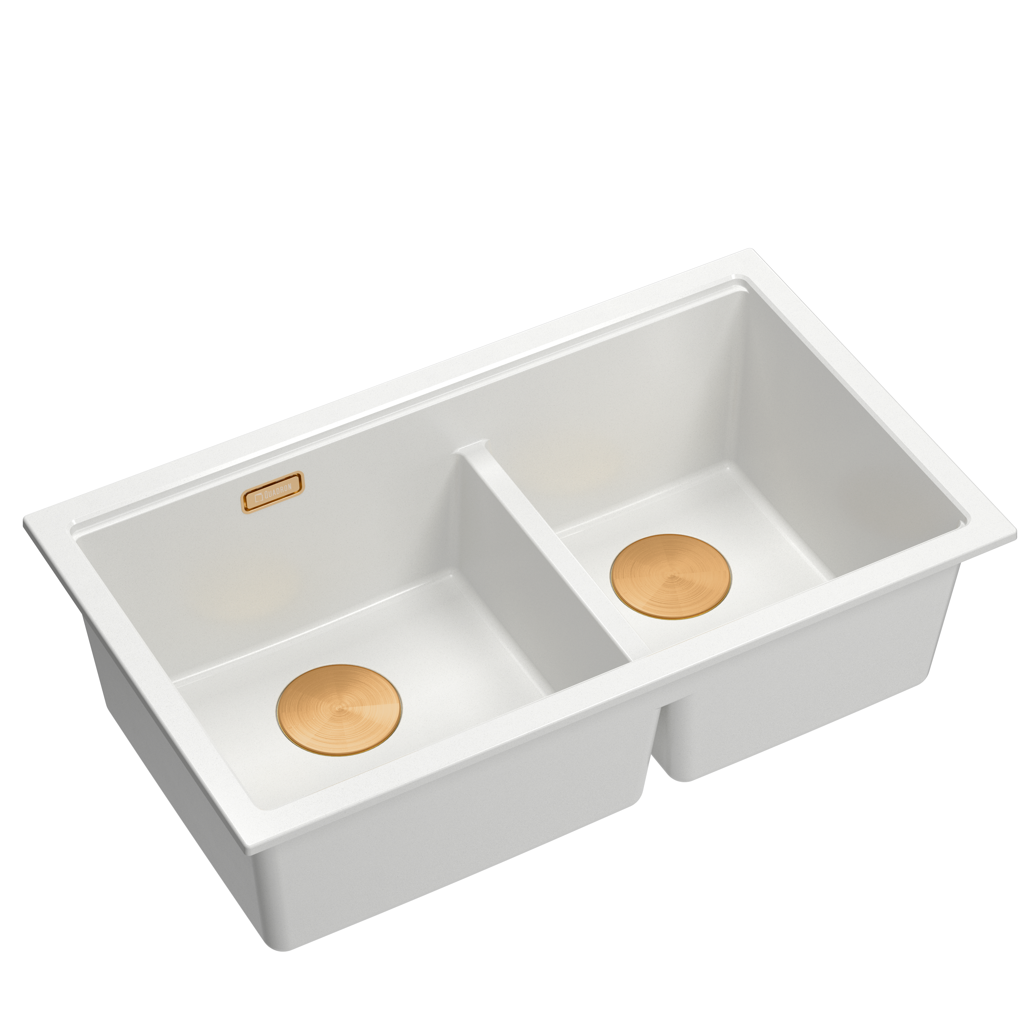 Zlewozmywak granitowy podwieszany biały dwukomorowy Quadron Logan 120 Snow white HQL7645U1