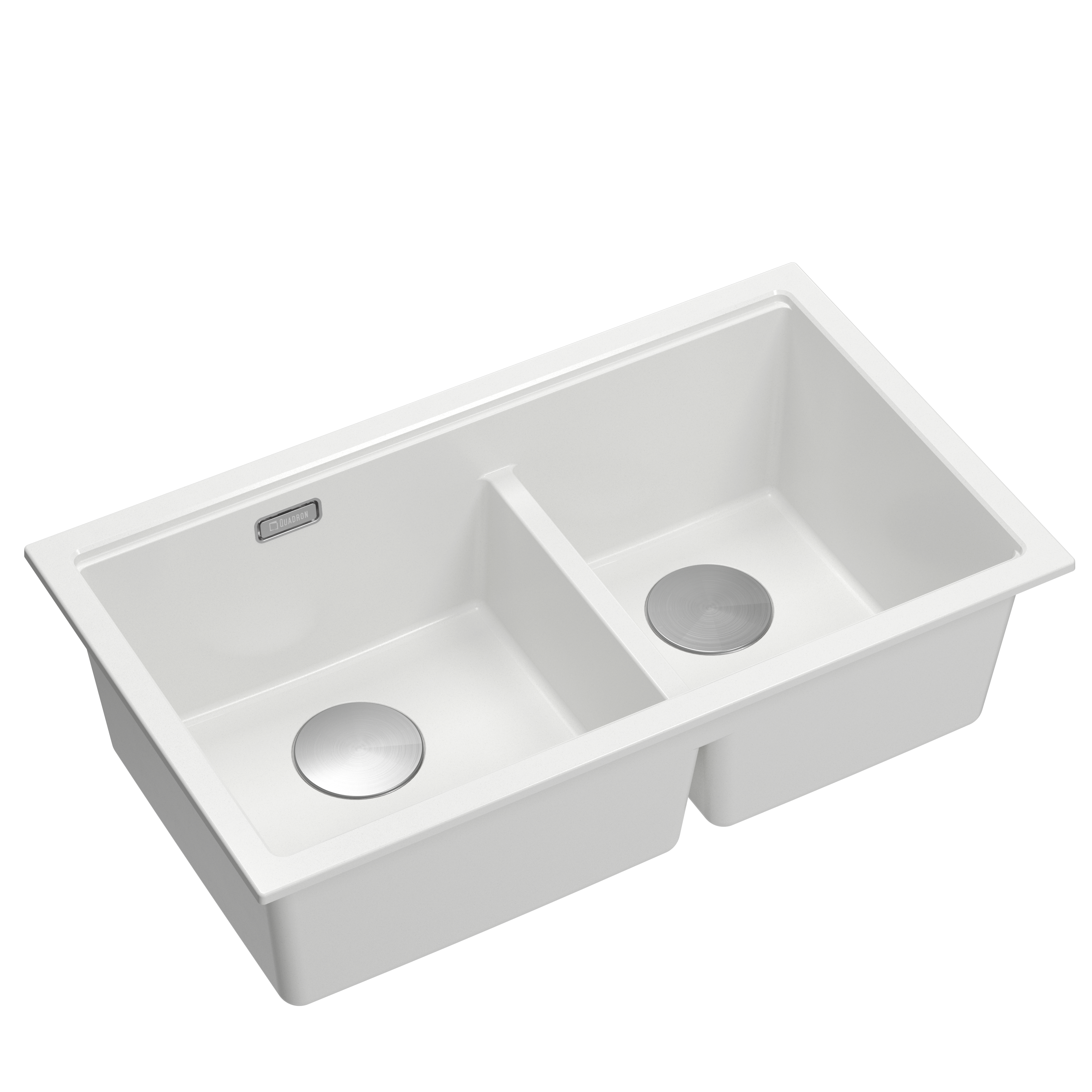 Zlewozmywak granitowy podwieszany biały dwukomorowy Quadron Logan 120 Snow white HQL7645U1