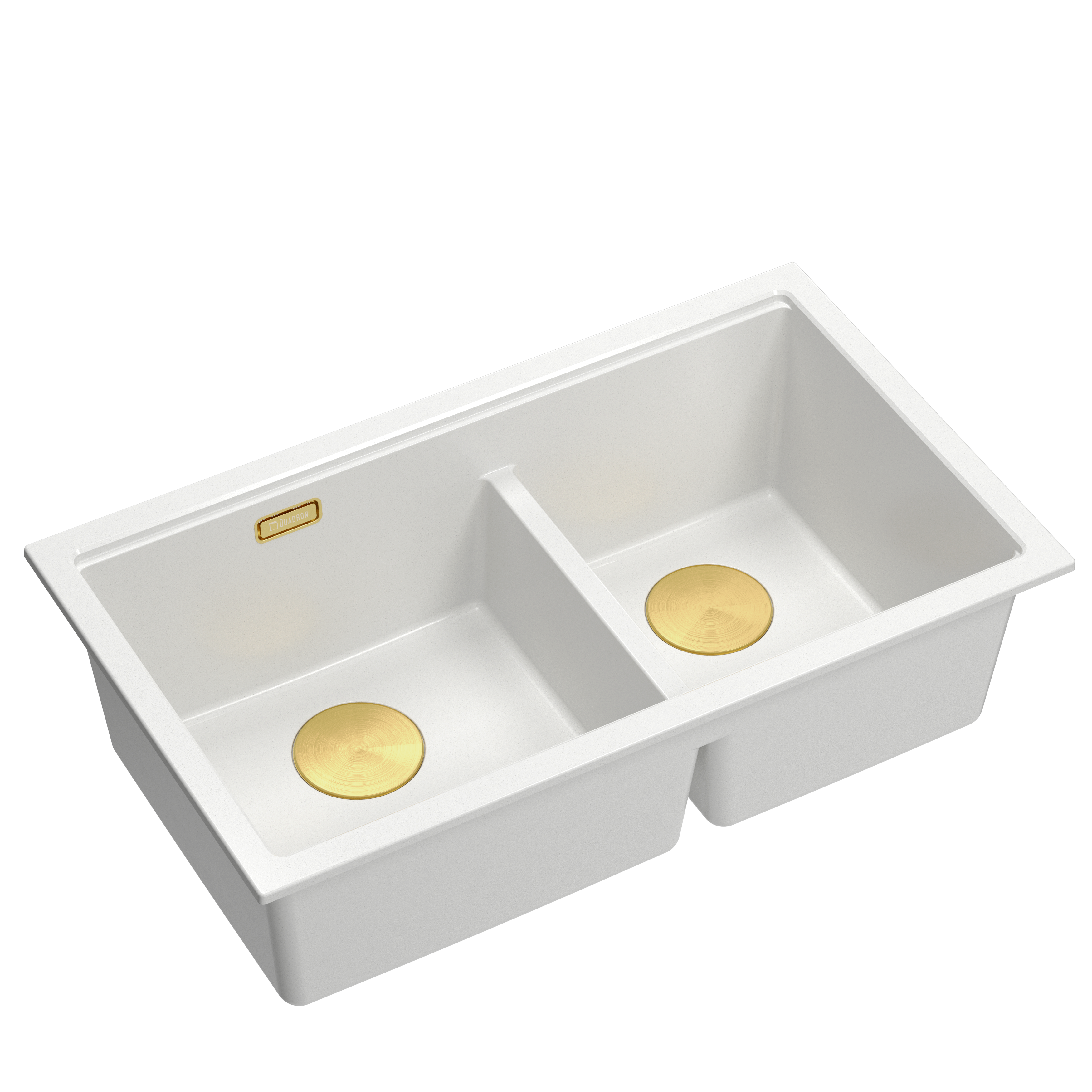 Zlewozmywak granitowy wpuszczany biały dwukomorowy Quadron Logan 120 Snow white HQL7645U1