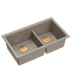 Zlewozmywak granitowy podwieszany beżowy dwukomorowy Quadron Logan 120 Soft Taupe HQL7645U4