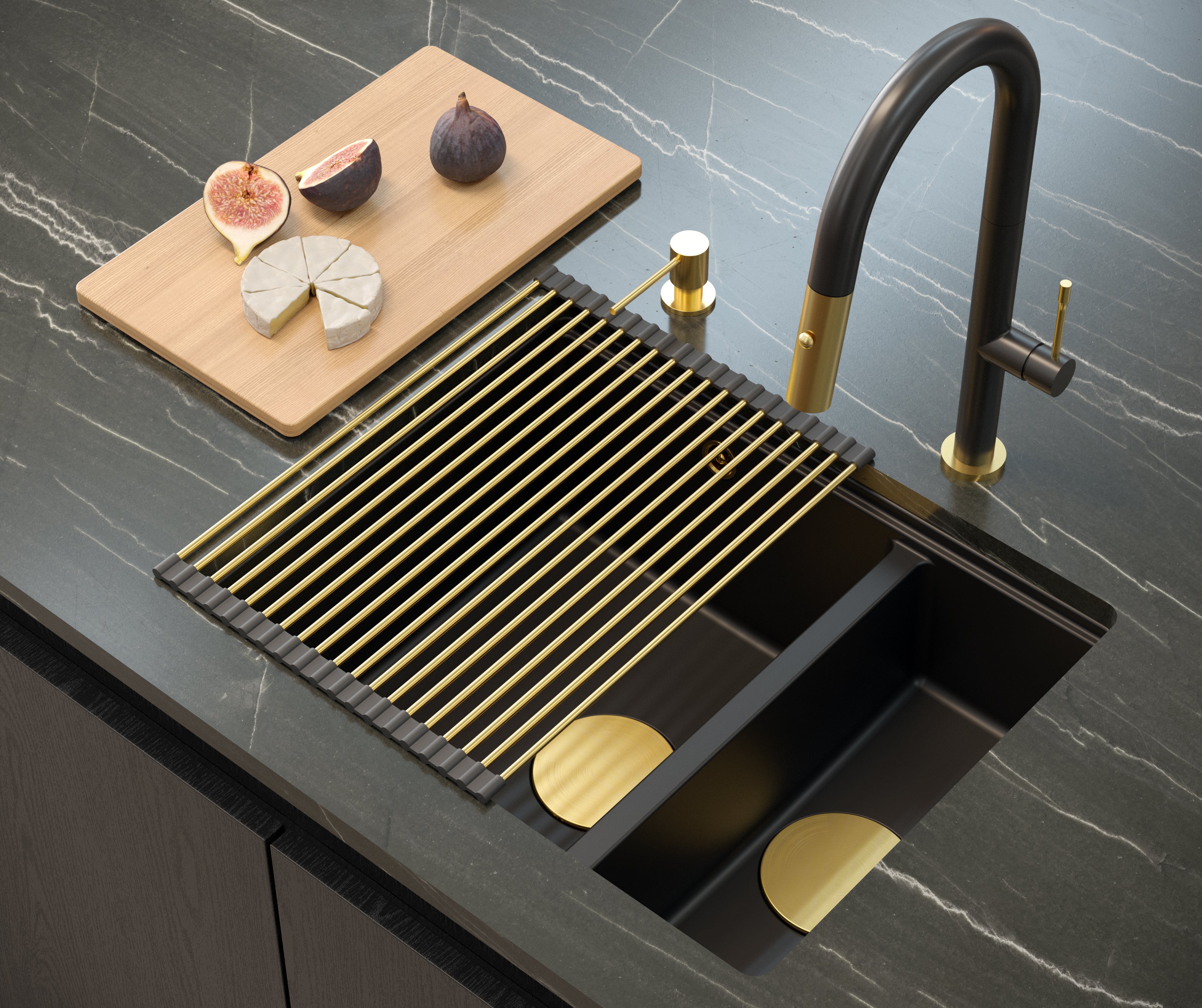 Zlewozmywak granitowy 1,5 komorowy podwieszany beżowy Quadron Logan 150 Pearl Beige HCQL5646U2