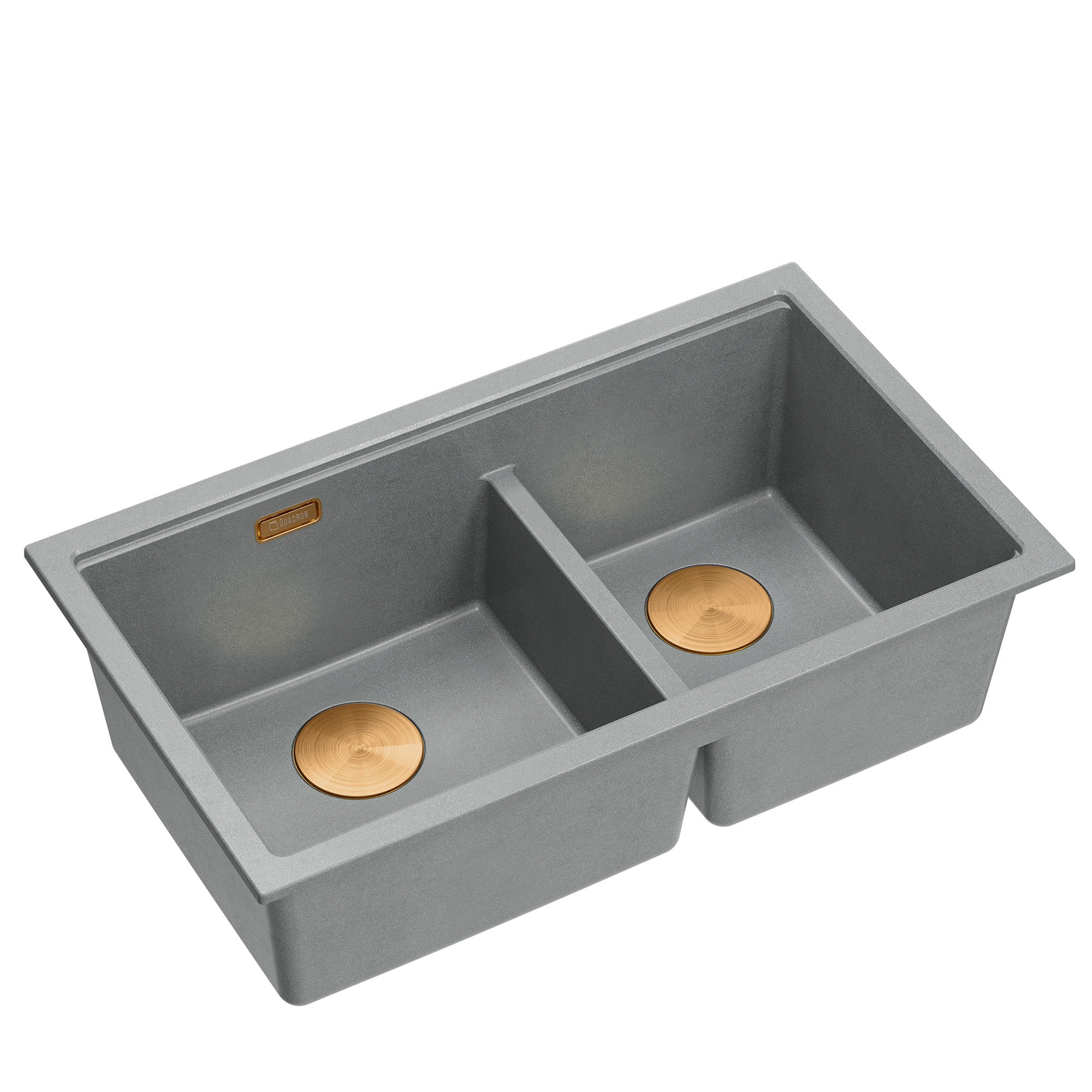 Zlewozmywak granitowy podwieszany szary dwukomorowy Quadron Logan 120 Silver Stone HQL7645U5