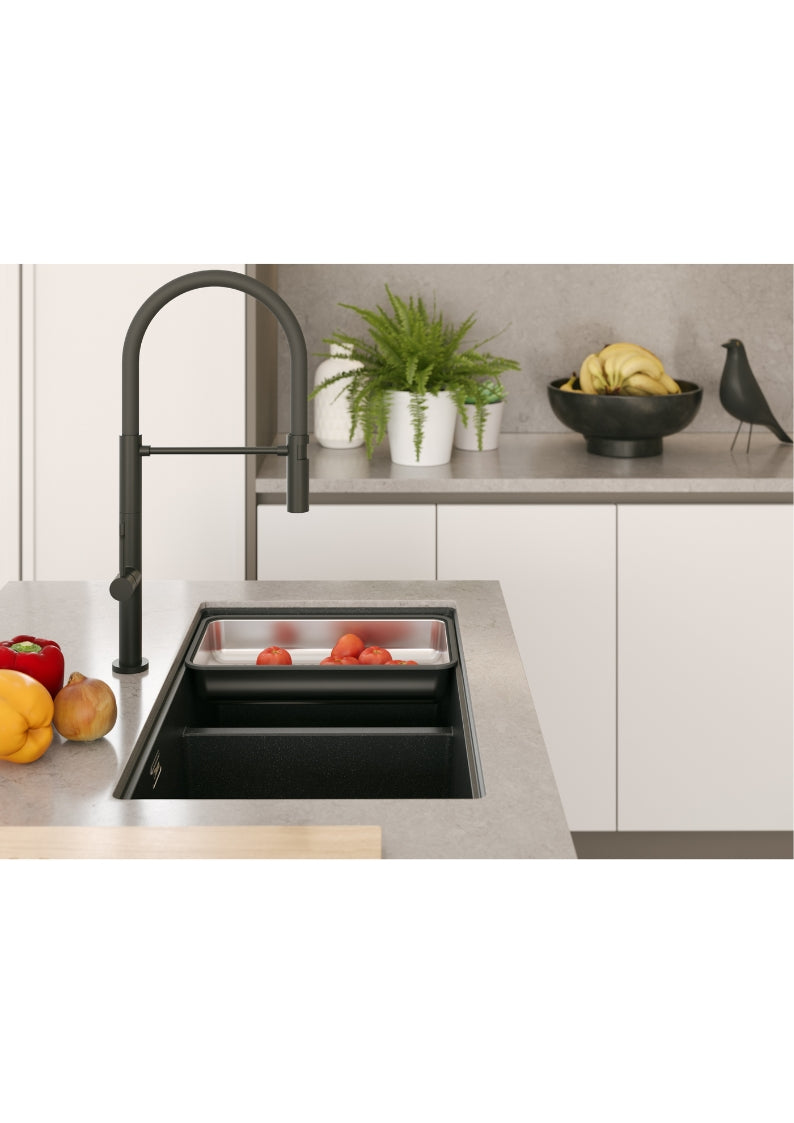 Zlewozmywak granitowy wpuszczany szary dwukomorowy Quadron Logan 120 Silver Stone HQL7645U5