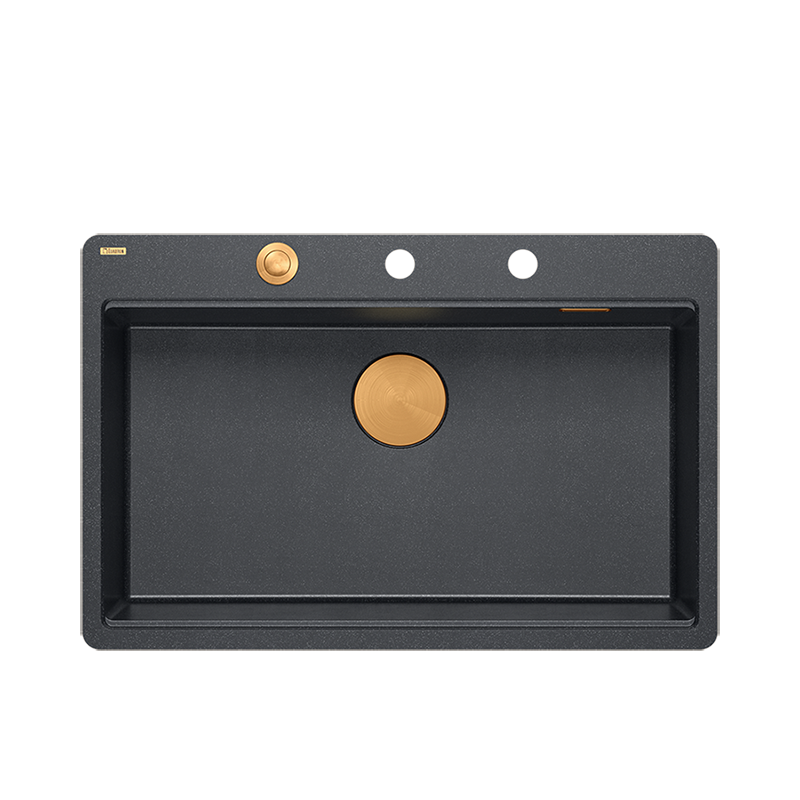 Zestaw zlewozmywak granitowy QUADRON MARC 110 FM czarny połysk akcesoria