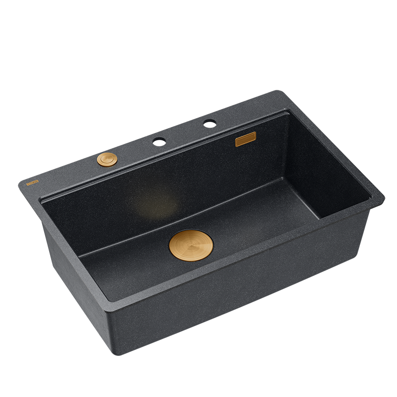 Zestaw zlewozmywak granitowy QUADRON MARC 110 FM czarny połysk akcesoria