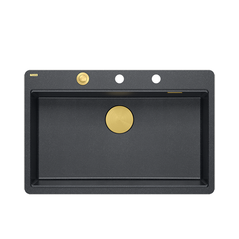 Zestaw zlewozmywak granitowy QUADRON MARC 110 FM czarny połysk akcesoria