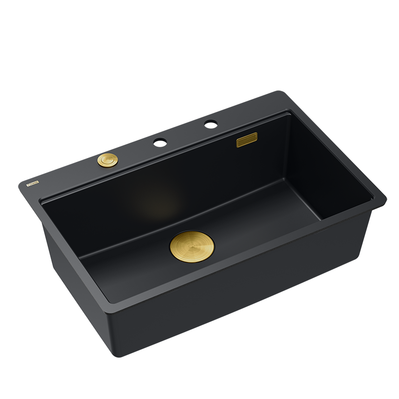 Zestaw zlewozmywak granitowy QUADRON MARC 110 FM czarny mat akcesoria