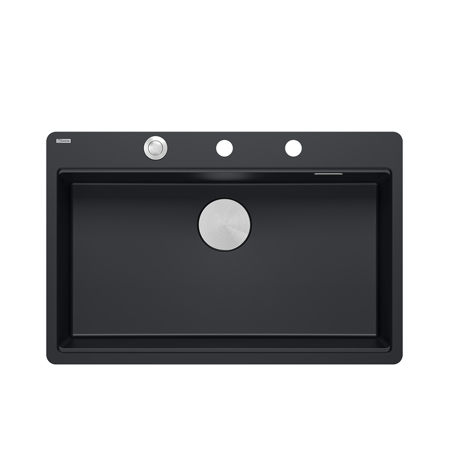 Zestaw zlewozmywak granitowy QUADRON MARC 110 FM czarny mat z syfonem stalowym akcesoria