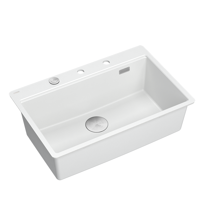 Zestaw zlewozmywak granitowy QUADRON MARC 110 FM BIAŁY z syfonem stalowym akcesoria