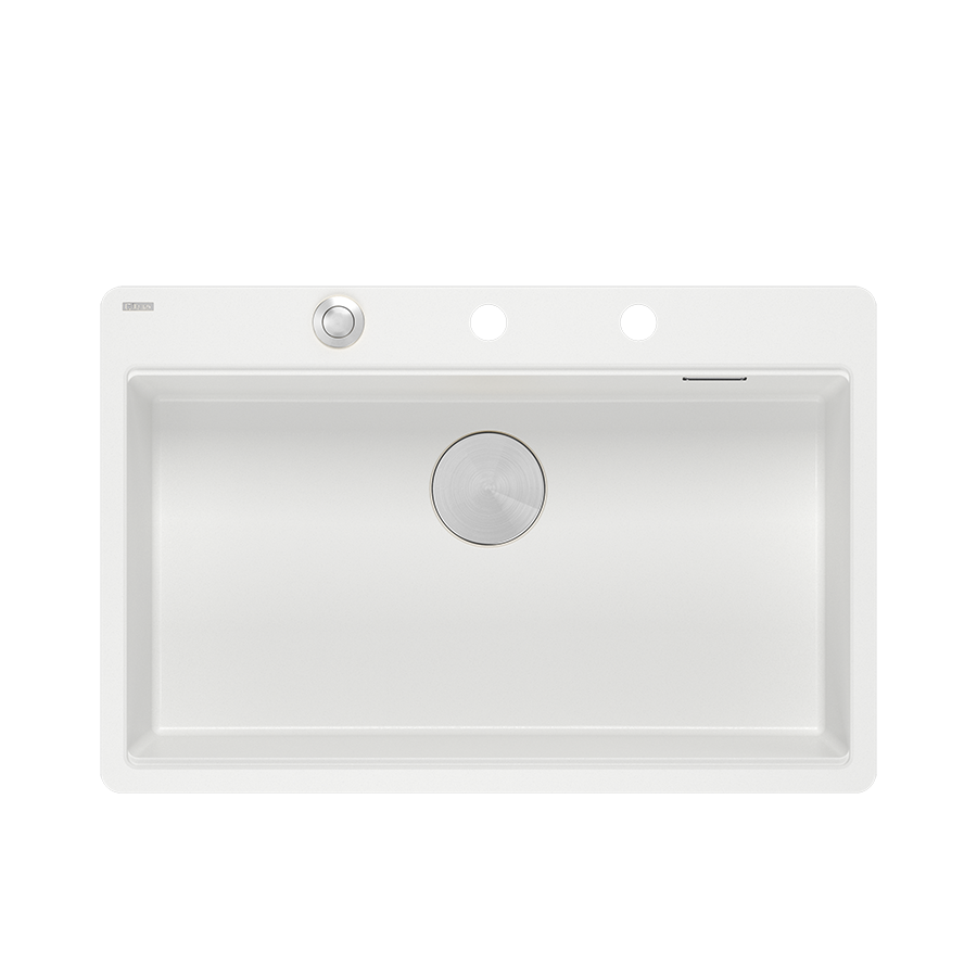 Zestaw zlewozmywak granitowy QUADRON MARC 110 FM BIAŁY z syfonem stalowym akcesoria