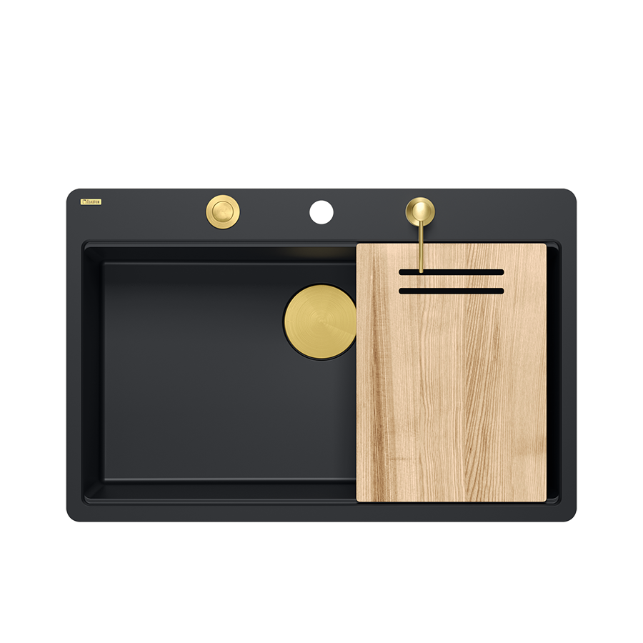 Zestaw zlewozmywak granitowy QUADRON MARC 110 FM czarny mat akcesoria