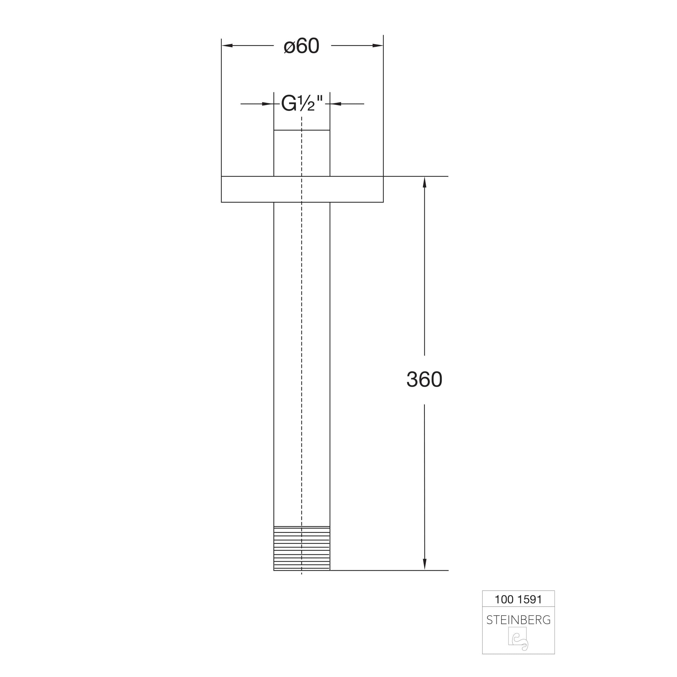 Ramię deszczownicy sufitowe Steinberg Seria 100 1591, 360 mm