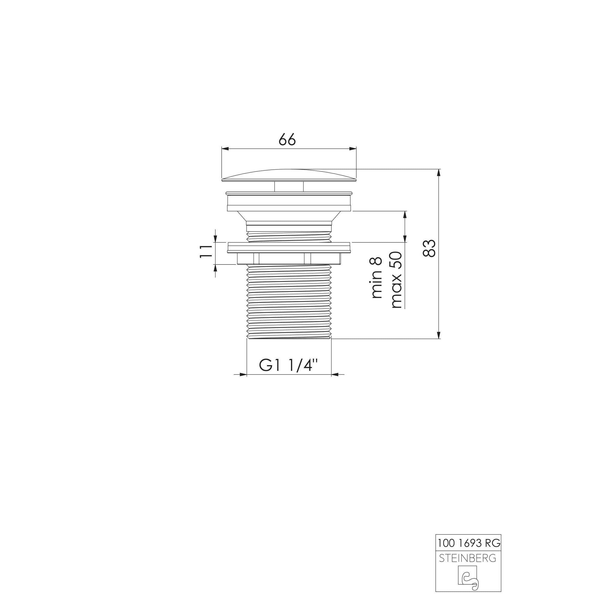 Korek odpływowy Steinberg Seria 100 1693, 1 1/4", kolory