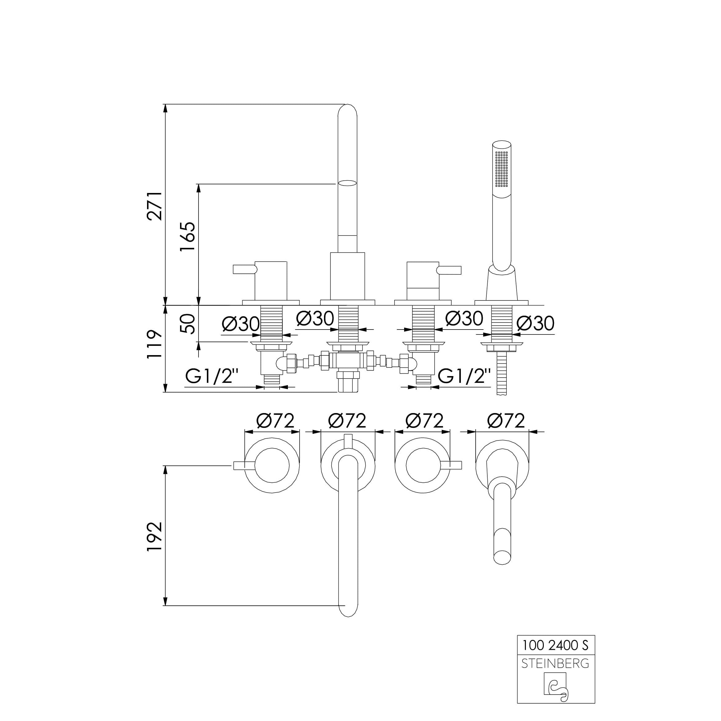 Bateria wannowa 4-otworowa Steinberg Seria 100 2400