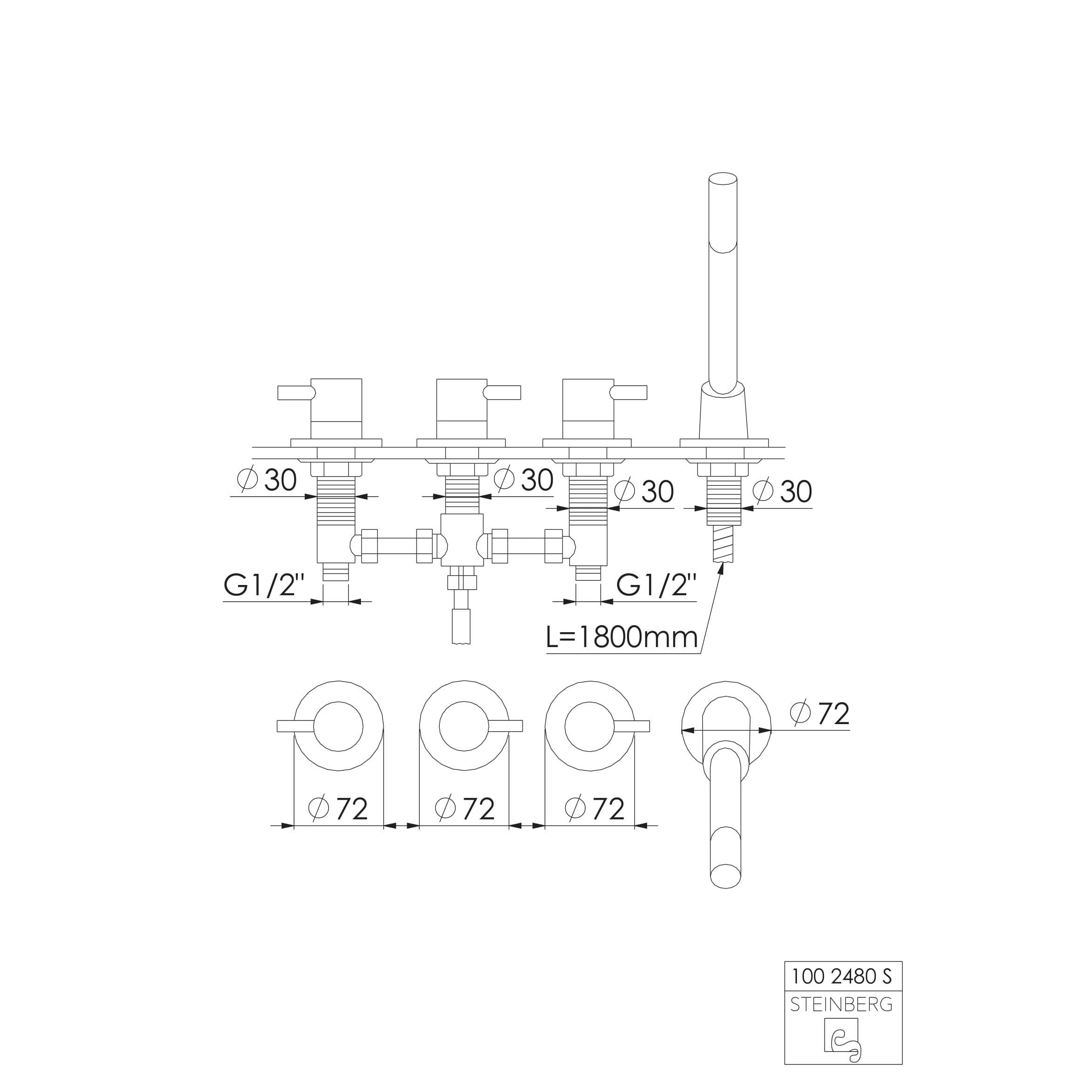 Bateria wannowa 4-otworowa Steinberg Seria 100 2480