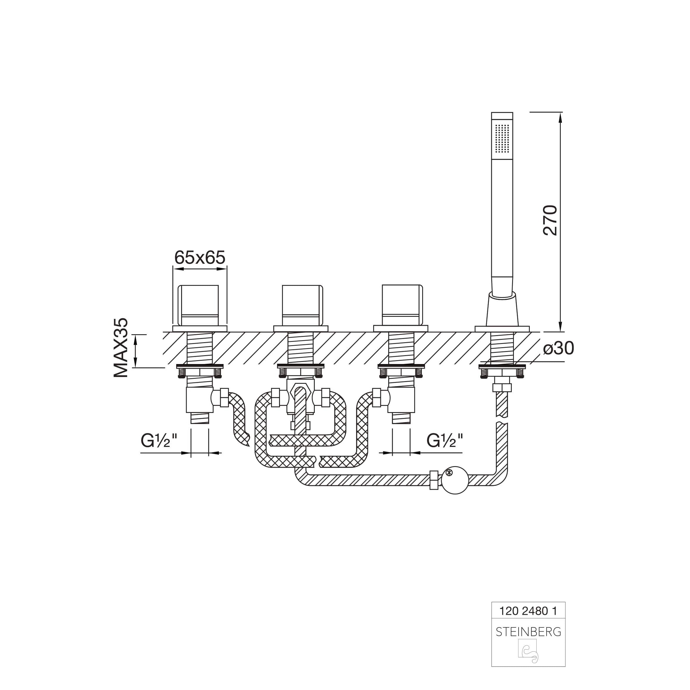 Bateria wannowa 4-otworowa Steinberg Seria 120 2480 1