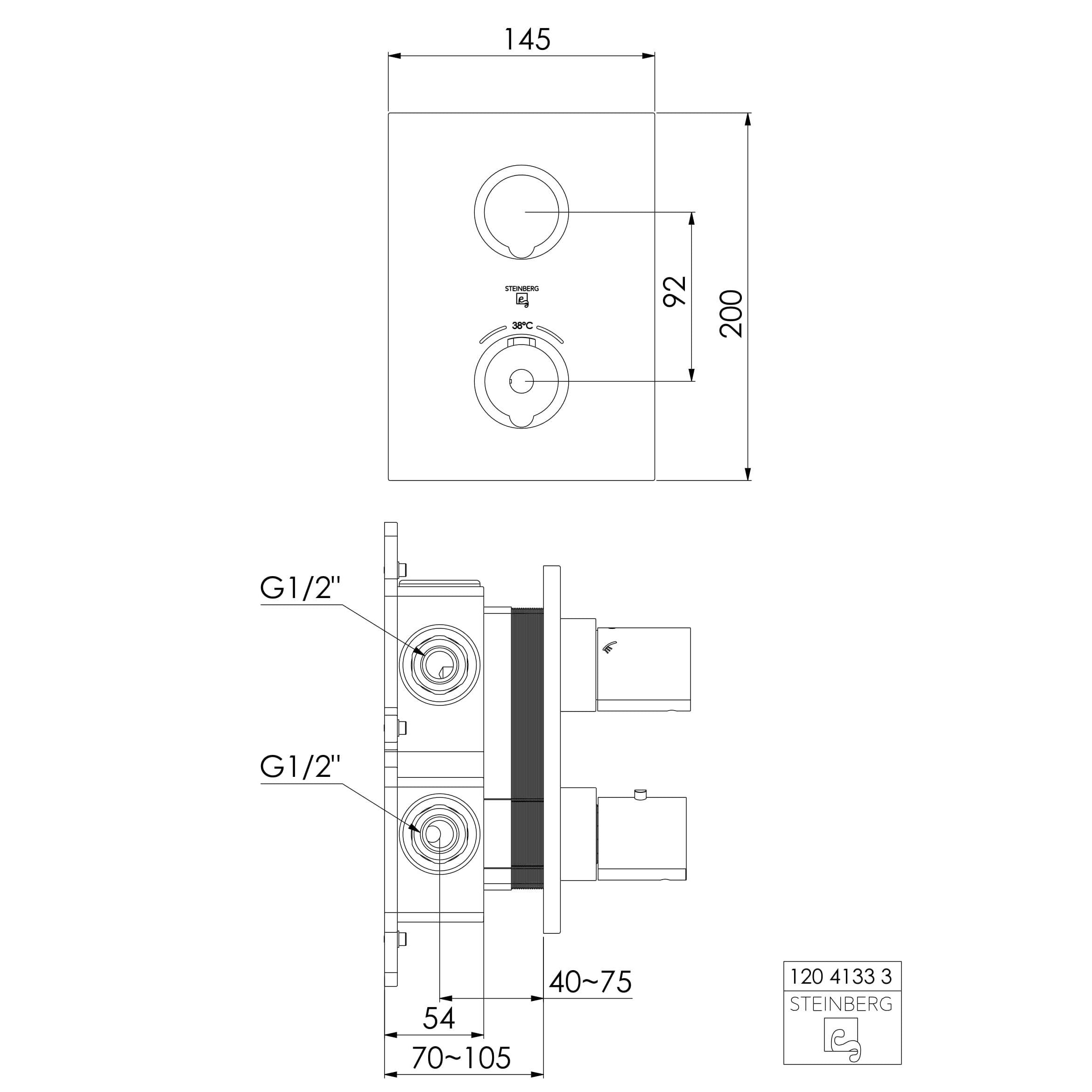 Bateria prysznicowa Steinberg Seria 120 4133 3, element zewnętrzny do termostatu