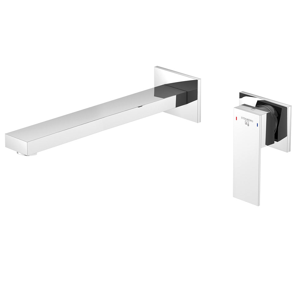 Bateria umywalkowa ścienna Steinberg Seria 160 1804 3 / 1814 3 / 1824 3, wylewka 175 / 200 / 250 mm