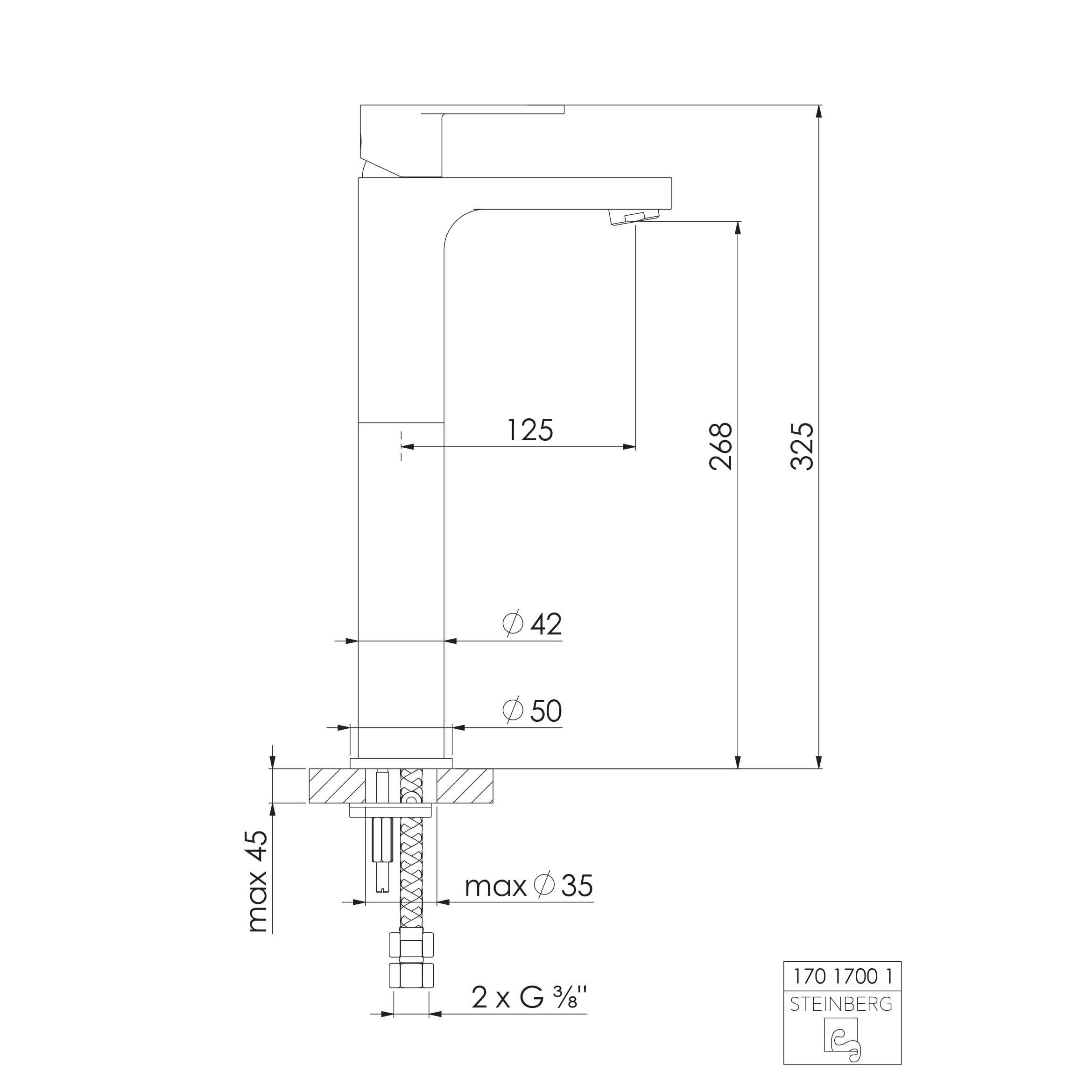 Bateria umywalkowa Steinberg Seria 170 1700 1, bez korka