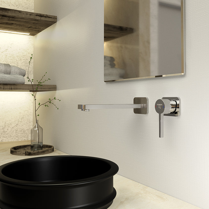 Bateria umywalkowa ścienna Steinberg Seria 230 1804 3 / 1814 3 / 1824 3, wylewka 175 / 205 / 250 mm