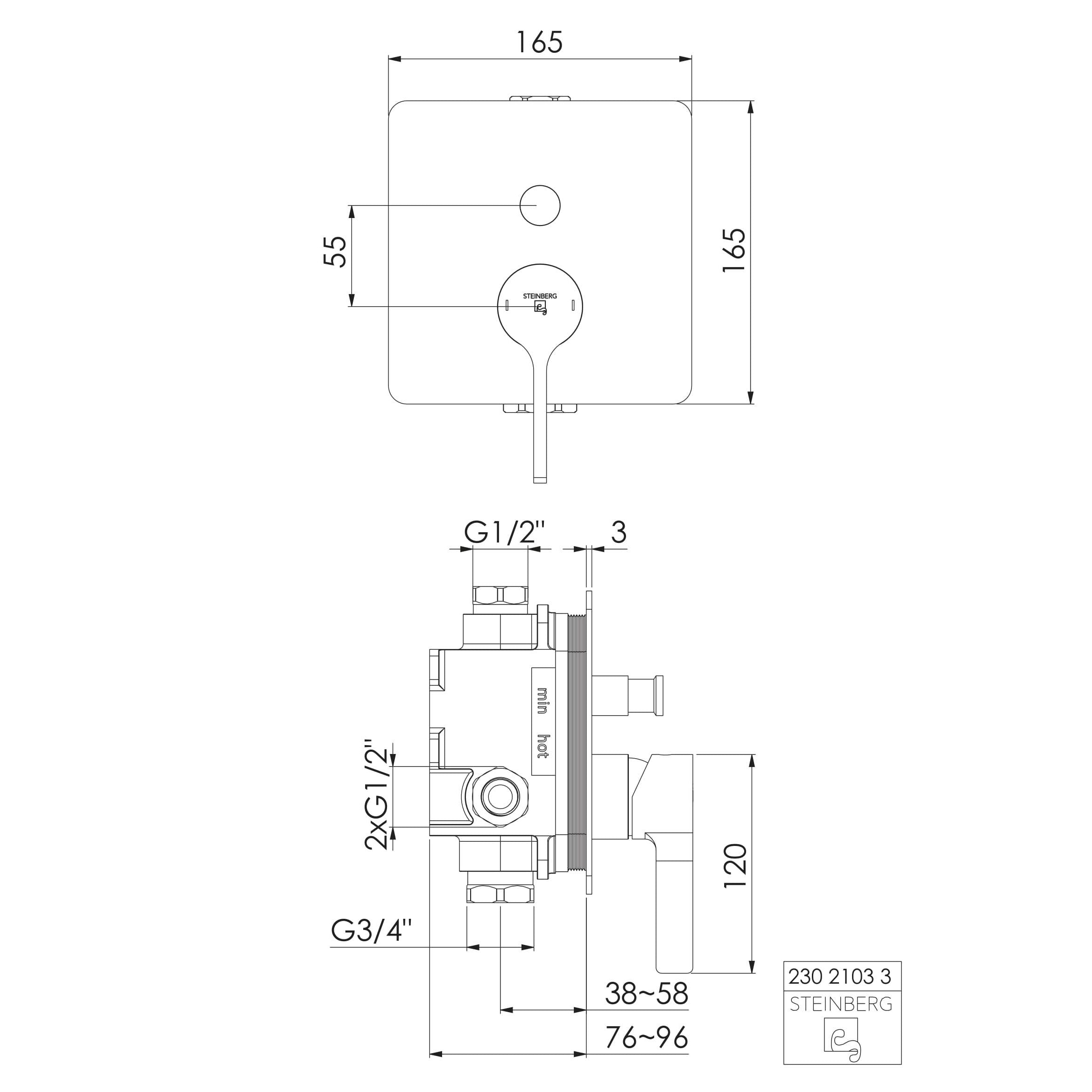 Bateria prysznicowa / wannowa Steinberg Seria 230 2103 3, element zewnętrzny