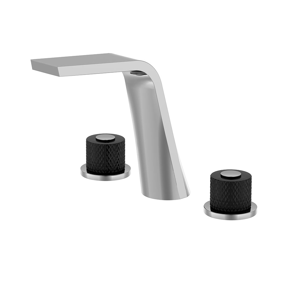 3-otworowa bateria umywalkowa Steinberg Seria 360 2000 Crystal, czarne pokrętła