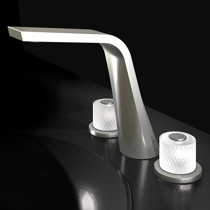 3-otworowa bateria umywalkowa Steinberg Seria 360 2000 Crystal, białe pokrętła