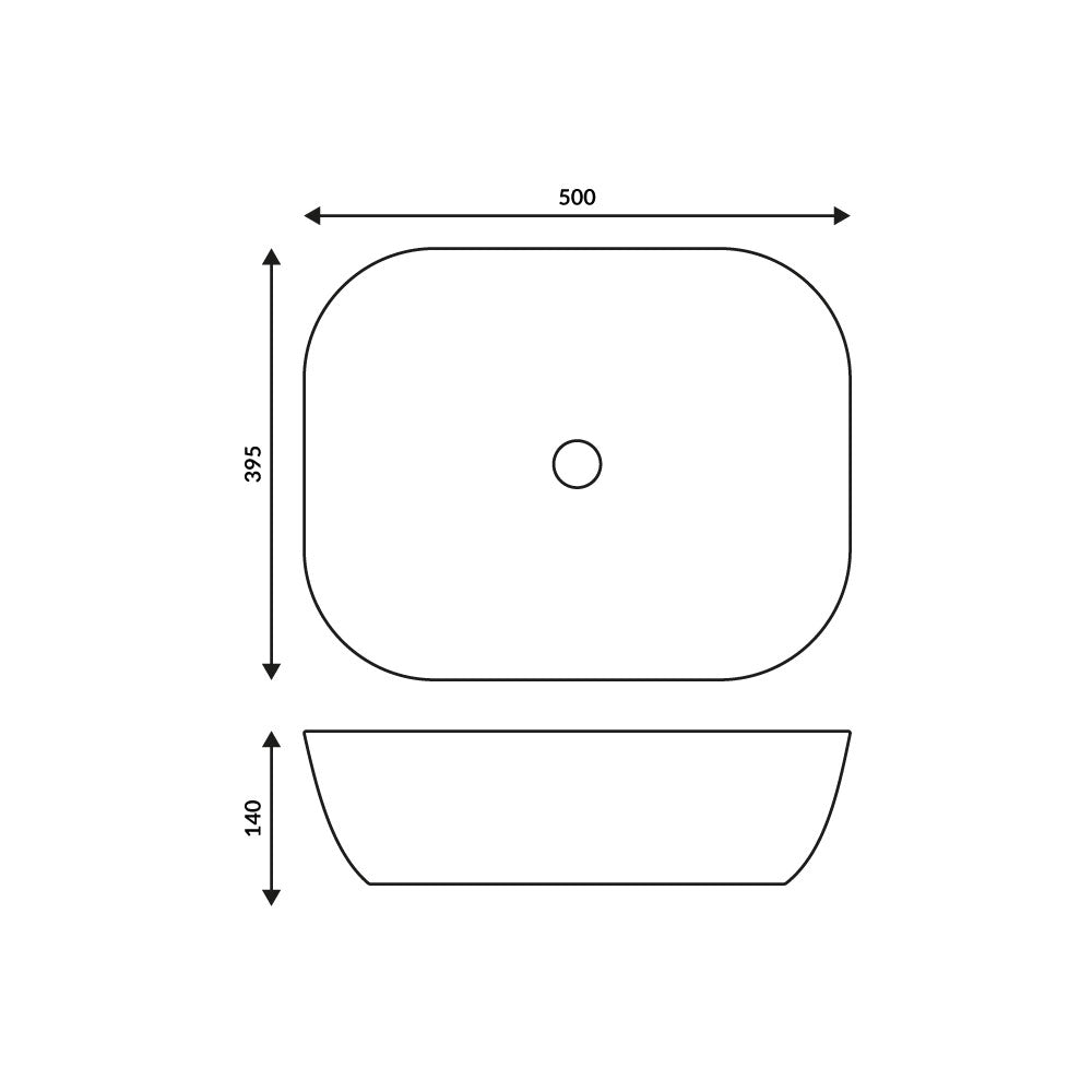 Wolnostojąca umywalka nablatowa Corsan 649919 prostokątna biała 50 x 39,5 x 14 cm - Frapeti
