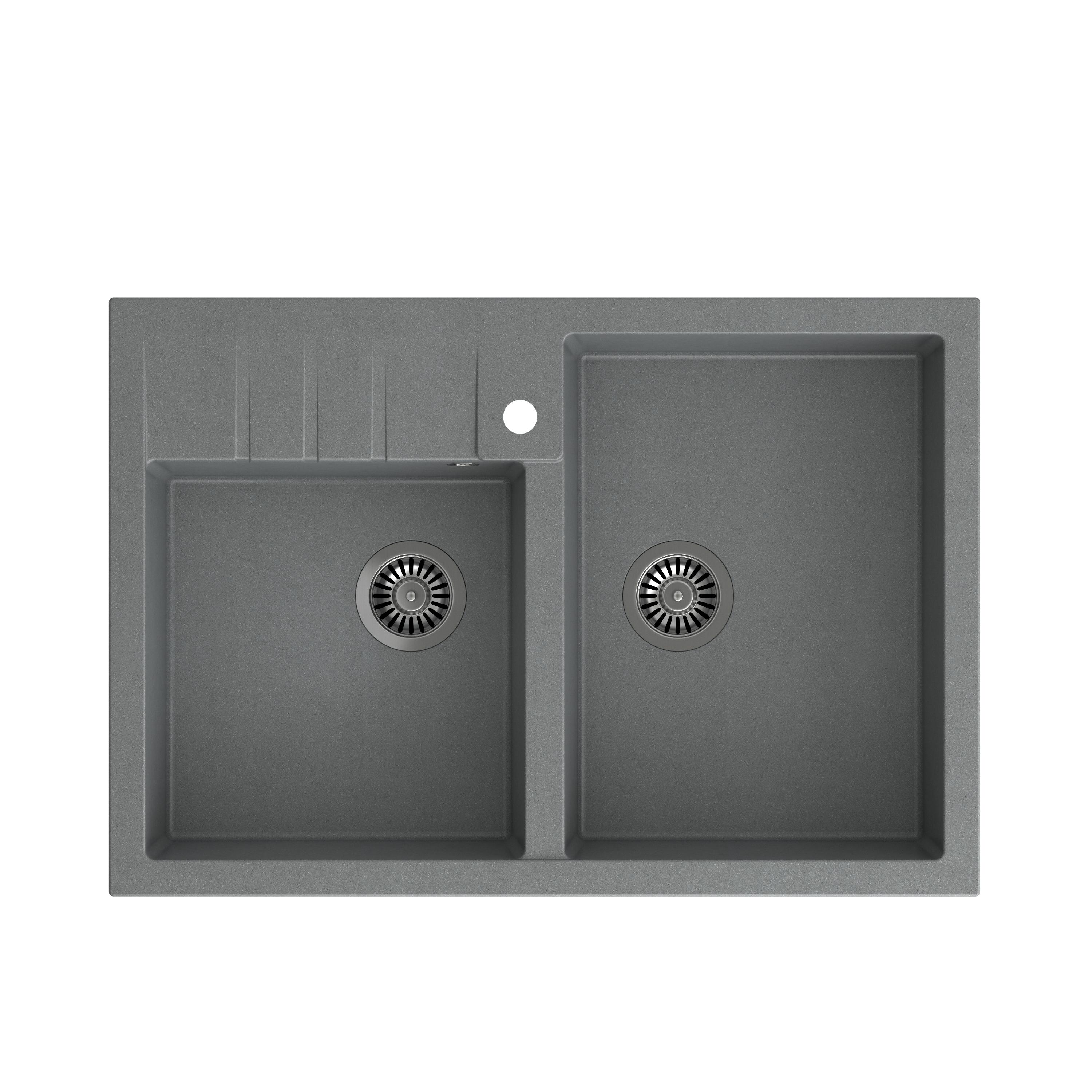 Zlewozmywak granitowy farmerski Quadron BILL 120 GraniteQ silver stone