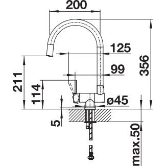Bateria BLANCO CORESSA-F, dźwignia z prawej/lewej strony, montaż przy oknie