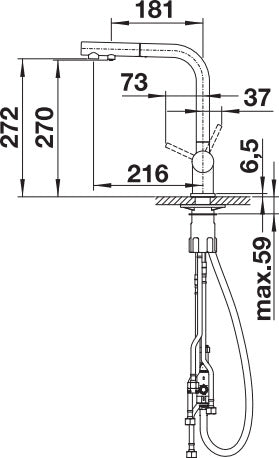 Bateria kuchenna BLANCO FONTAS II - czarny mat wyciągana wylewka