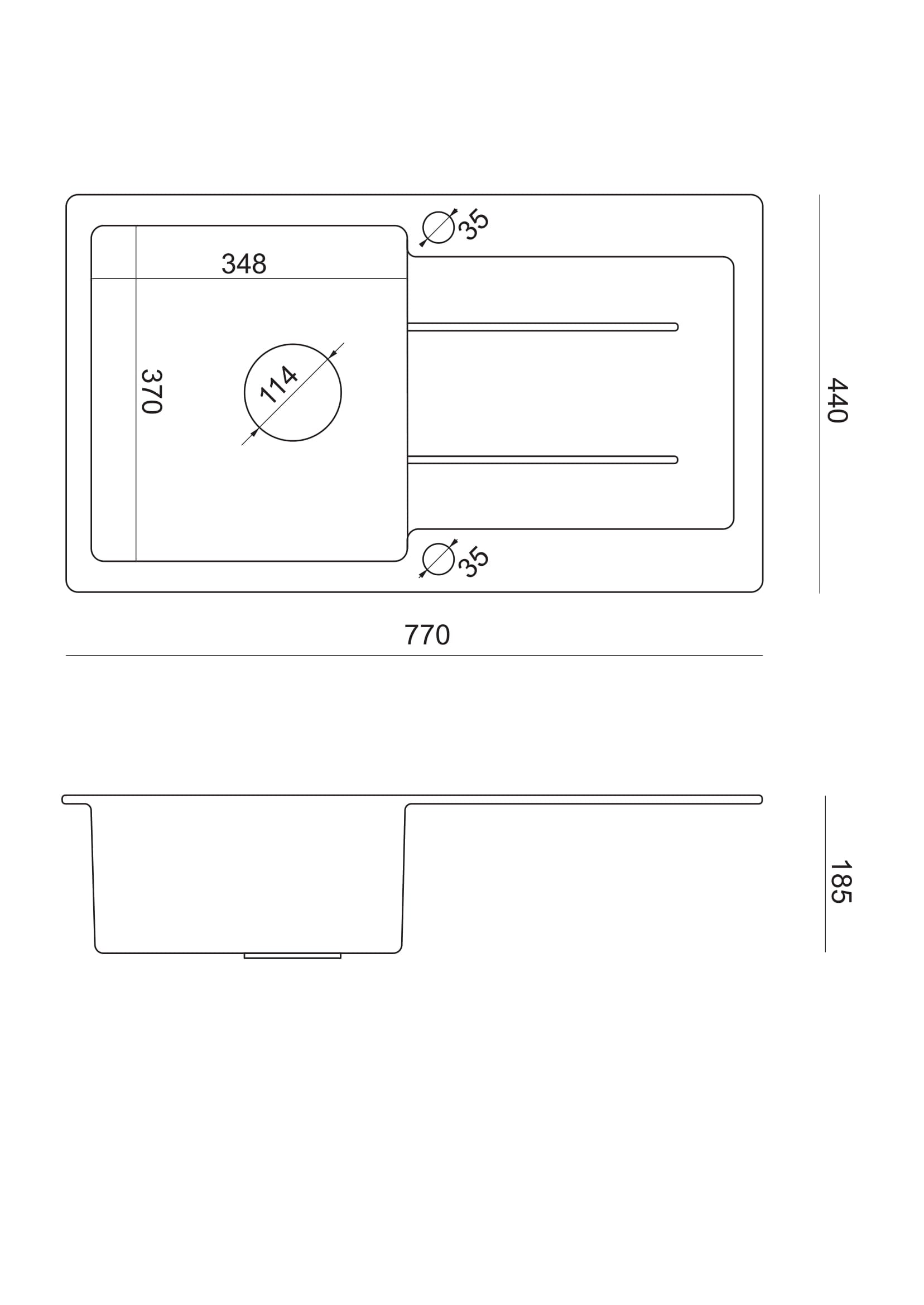 Zlewozmywak granitowy Steiner GEORGE 111 Steingran czarny 1-komorowy z/o (77x44x18), z syfonem i zaślepką stal szlachetna HCQG7744CZK