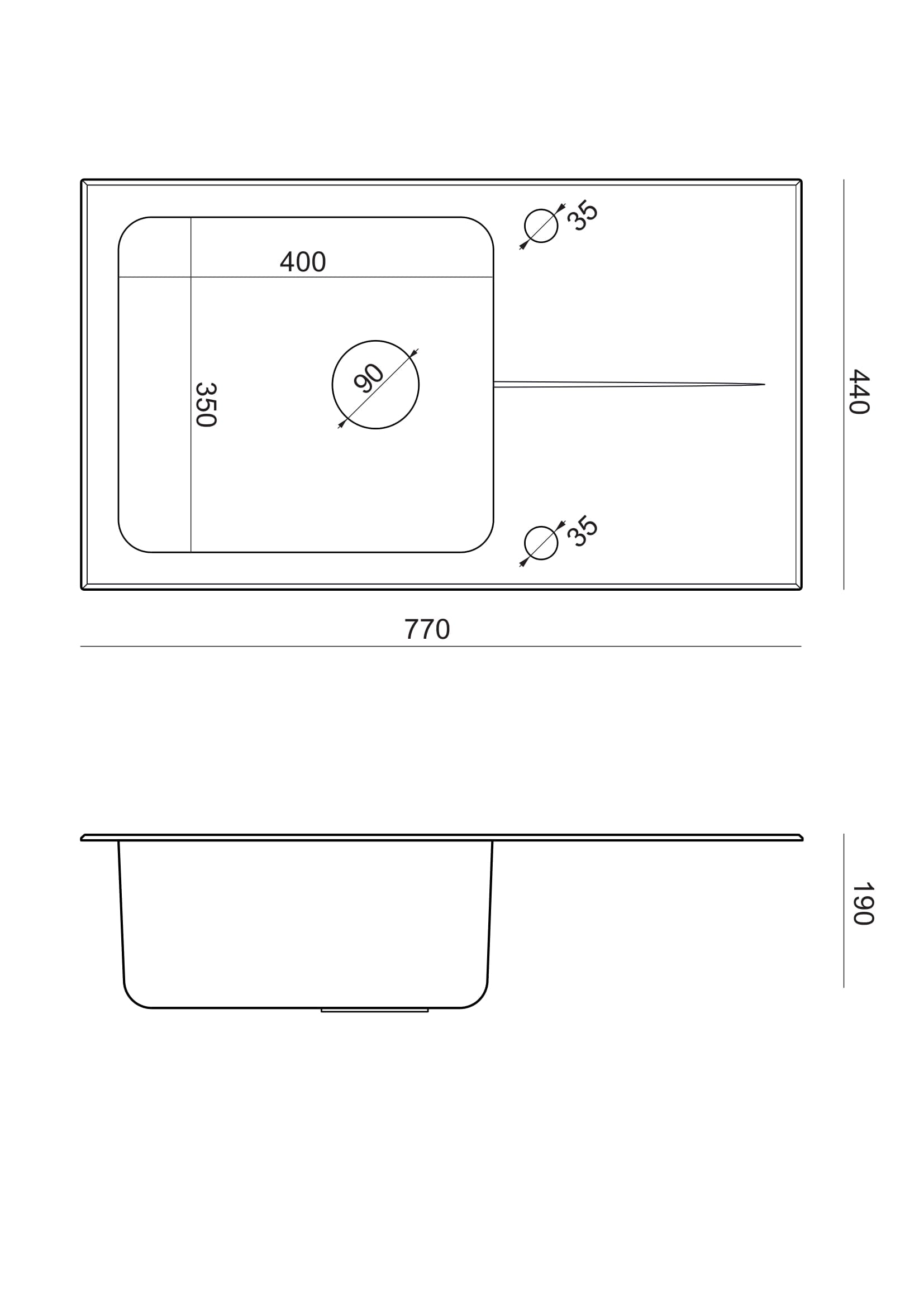Zlewozmywak stalowy Steiner Hugh 111 komora stalowa z czarnym blatem szklanym ST3577SC1BS