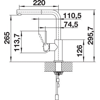 Bateria kuchenna BLANCO LANORA-S Stal szczotkowana, wyciągana wylewka