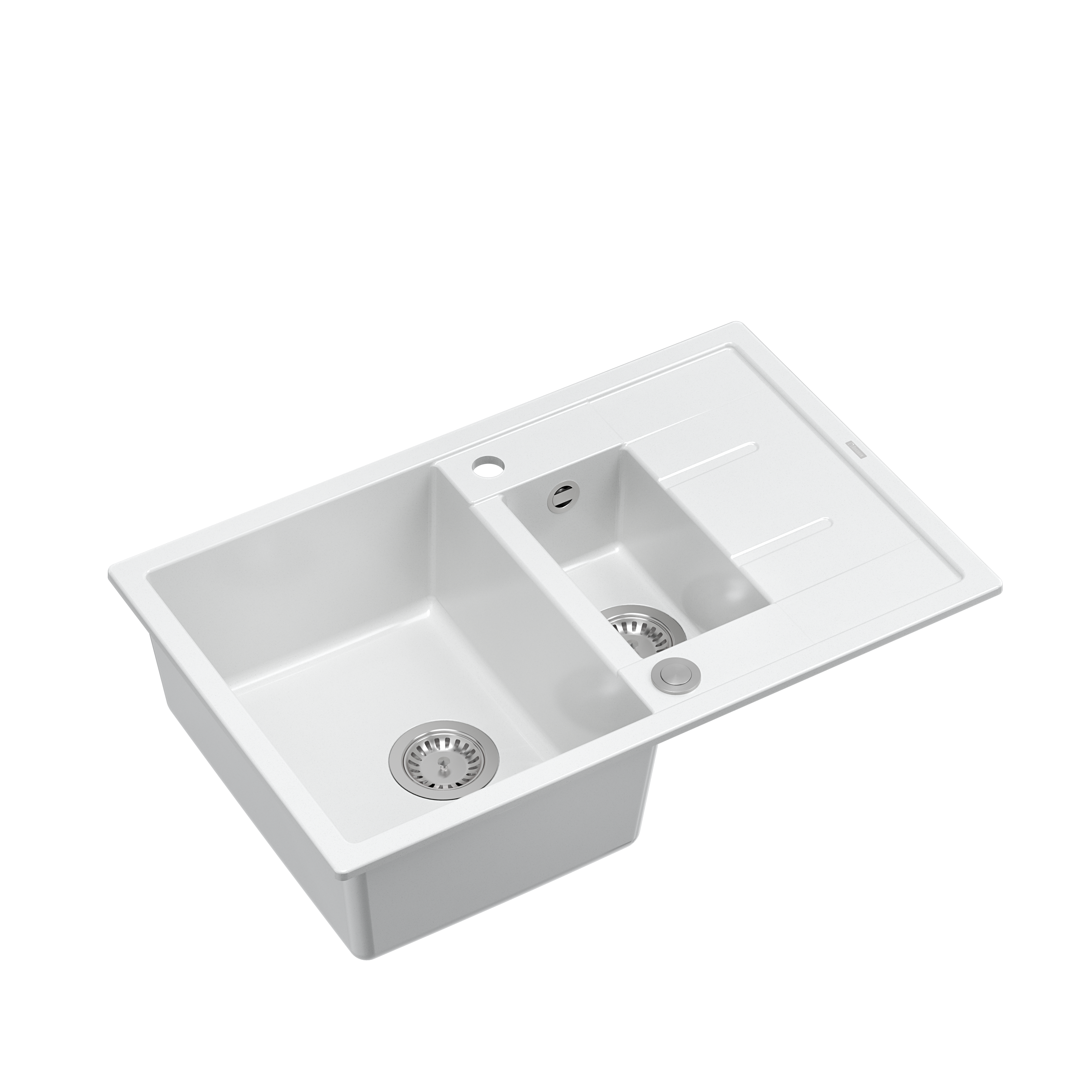 Zlewozmywak granitowy Quadron MORGAN 156 GraniteQ snow white z Push To Open - biały