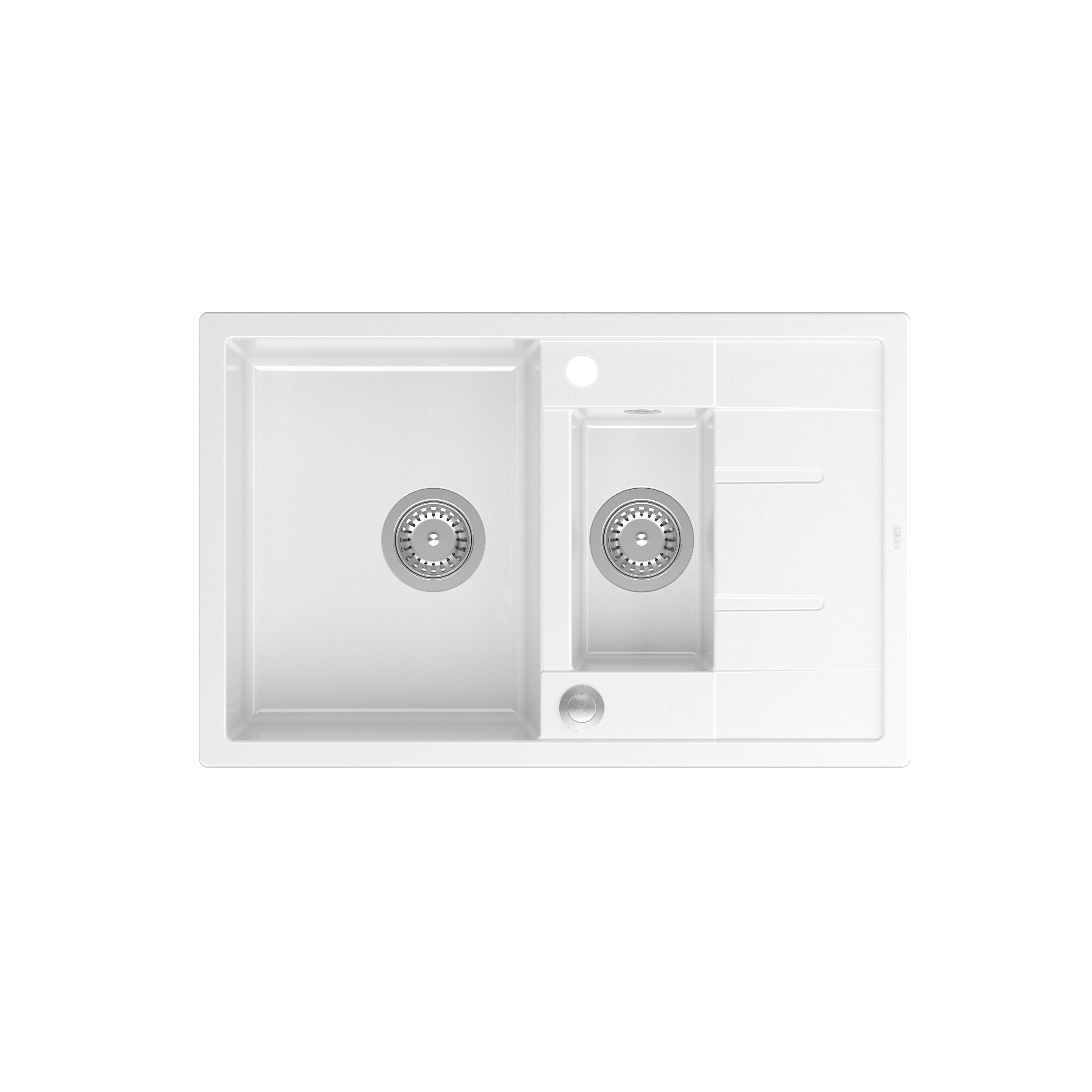 Zlewozmywak granitowy Quadron MORGAN 156 GraniteQ snow white z Push To Open - biały