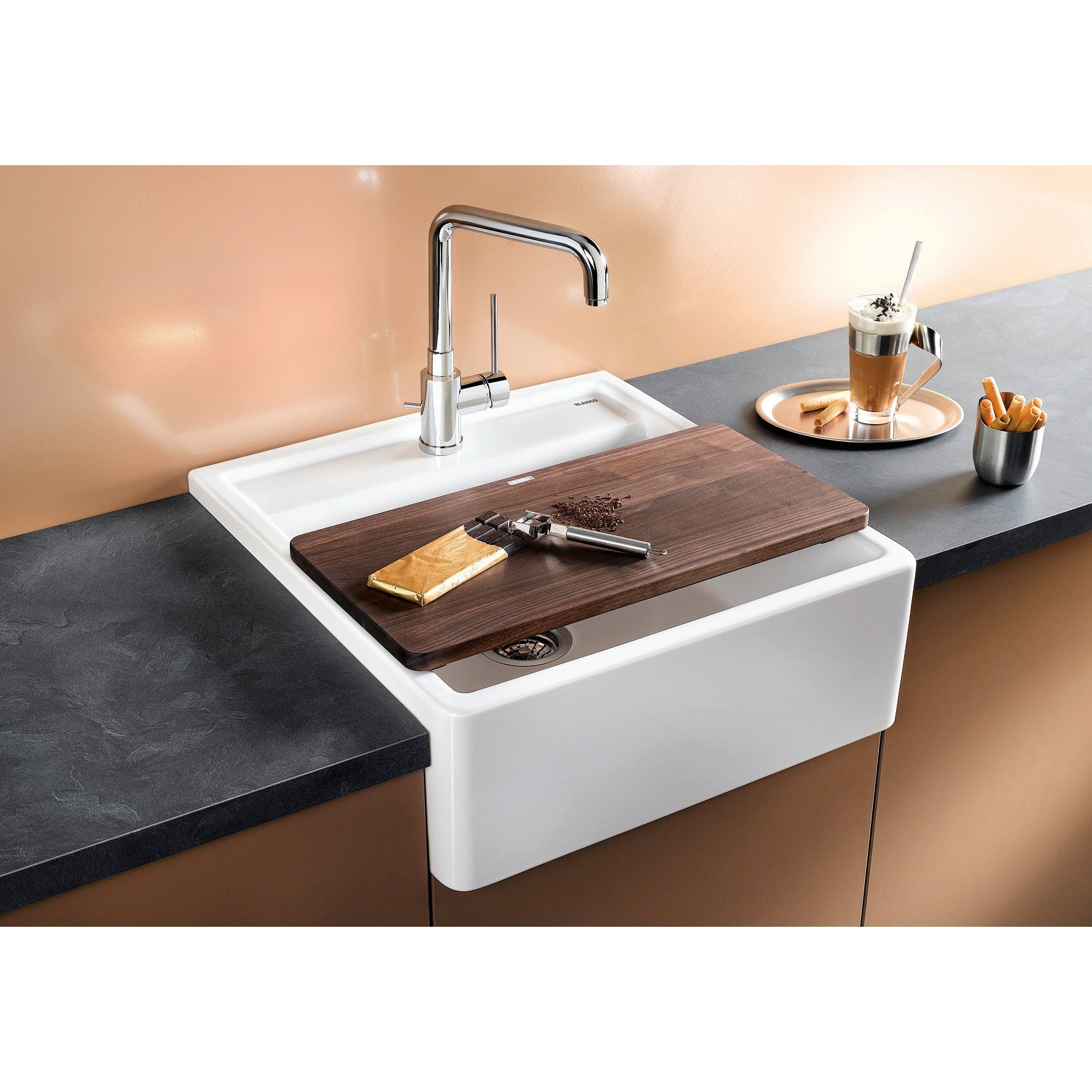 Zlewozmywak ceramiczny farmerski BLANCO Panor 60, dwa otwory