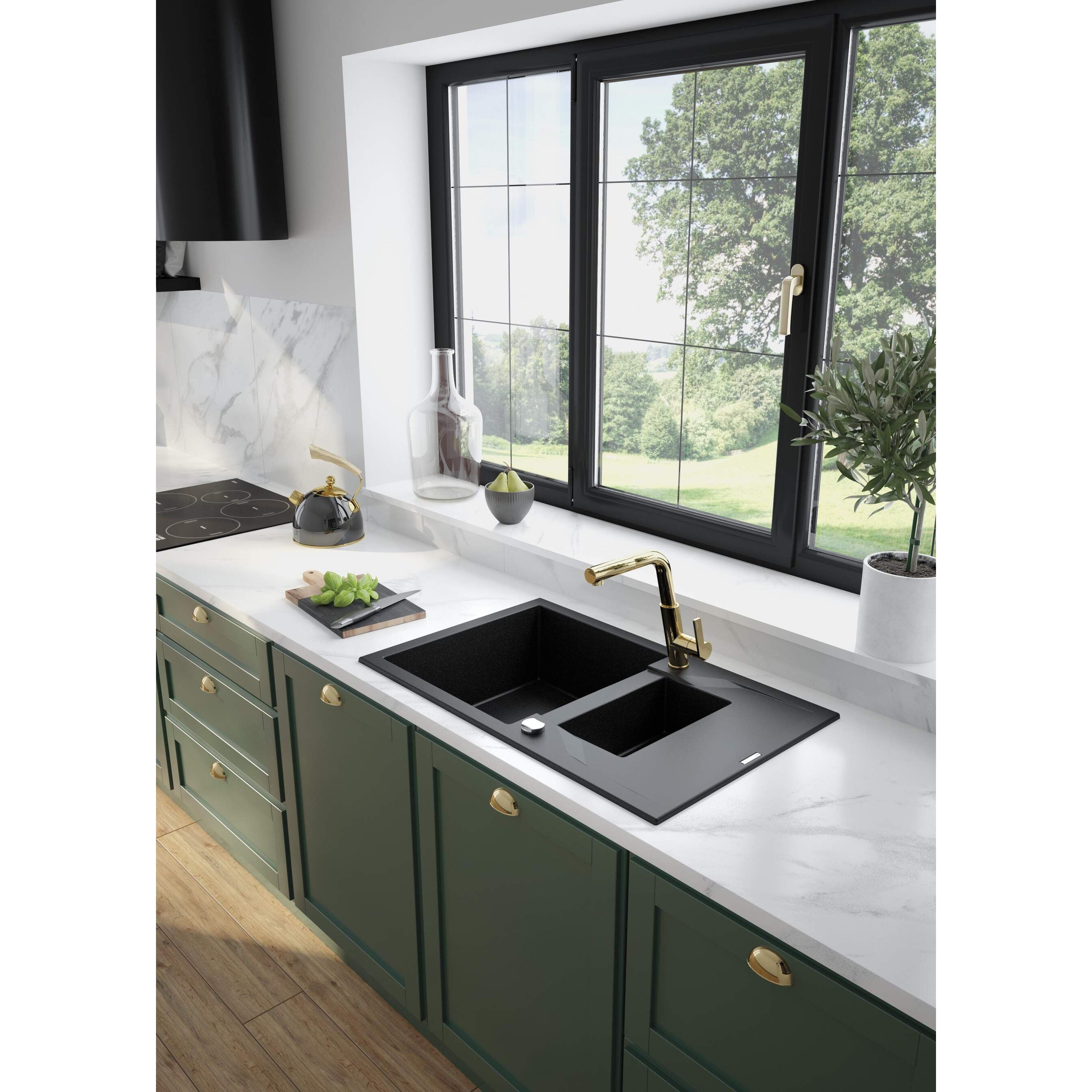 Zlewozmywak granitowy 1.5-komorowy z ociekaczem Deante Andante ZQN_N513 3