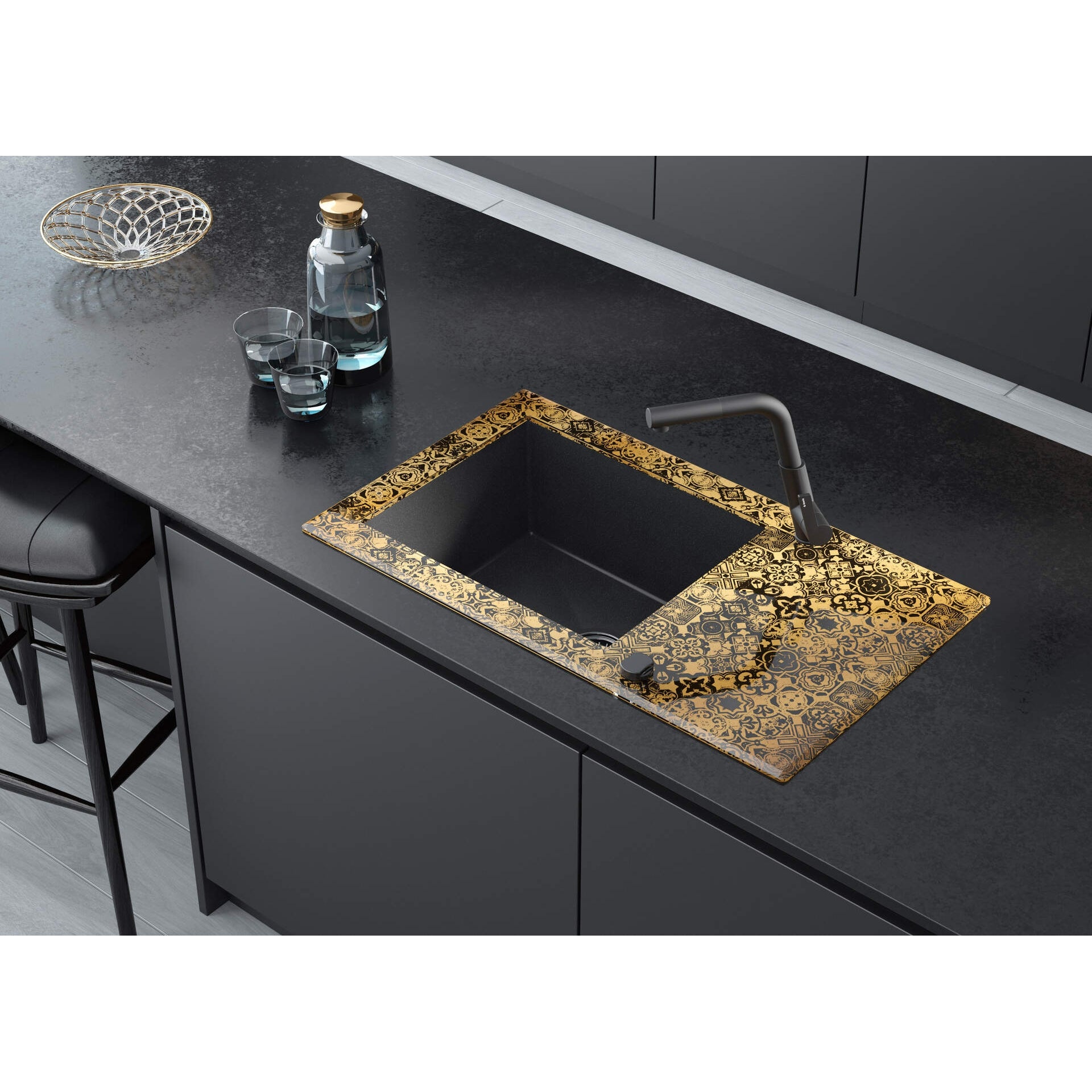 Zlewozmywak szklano-granitowy 1-komorowy z ociekaczem Deante Capella Precious ZSC_GG2C 3