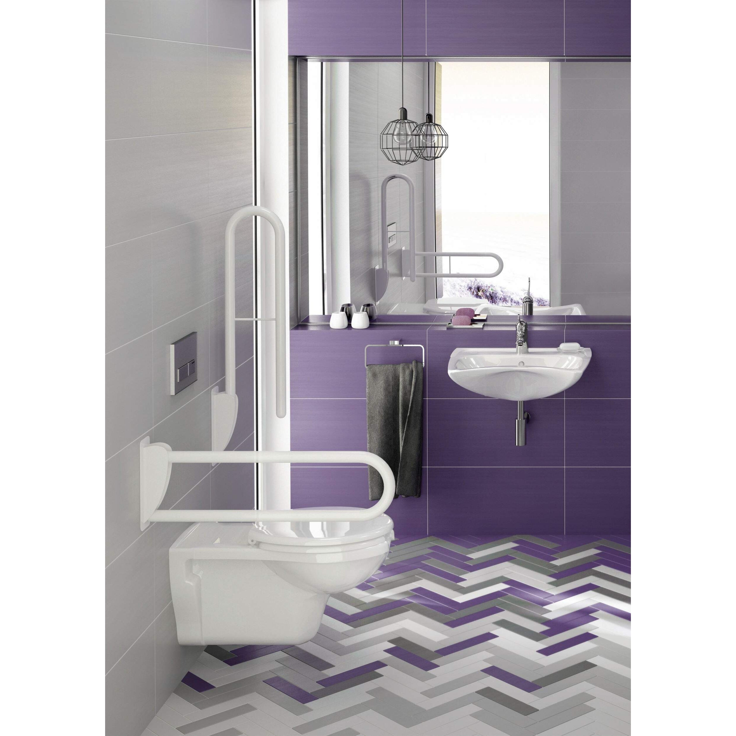 Umywalka ceramiczna wisząca dla osób z ograniczeniami ruchowymi - z przelewem Deante Vital CDV_6U6W 4