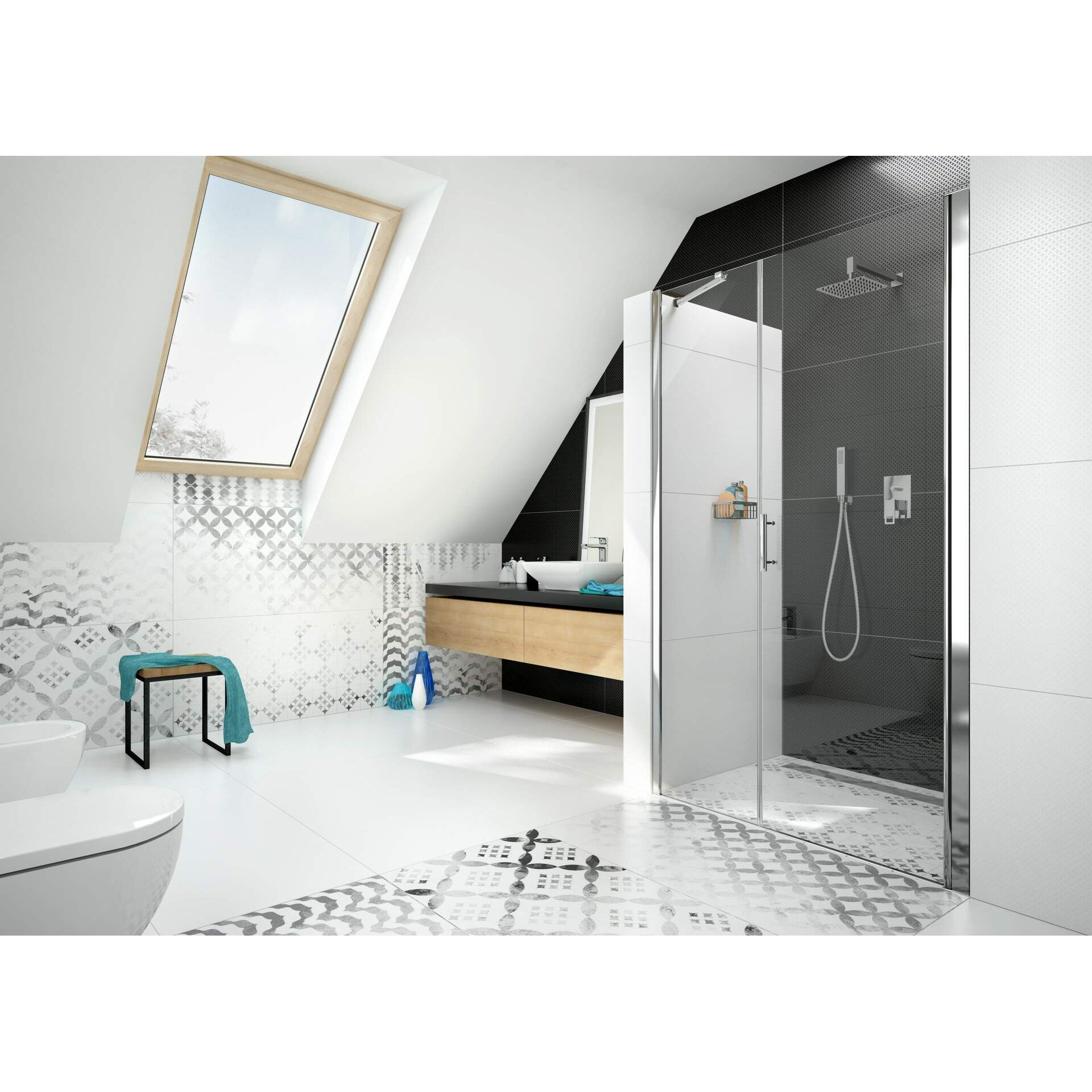 Drzwi prysznicowe wnękowe 120 cm - uchylne Deante Moon KTM_014P 5