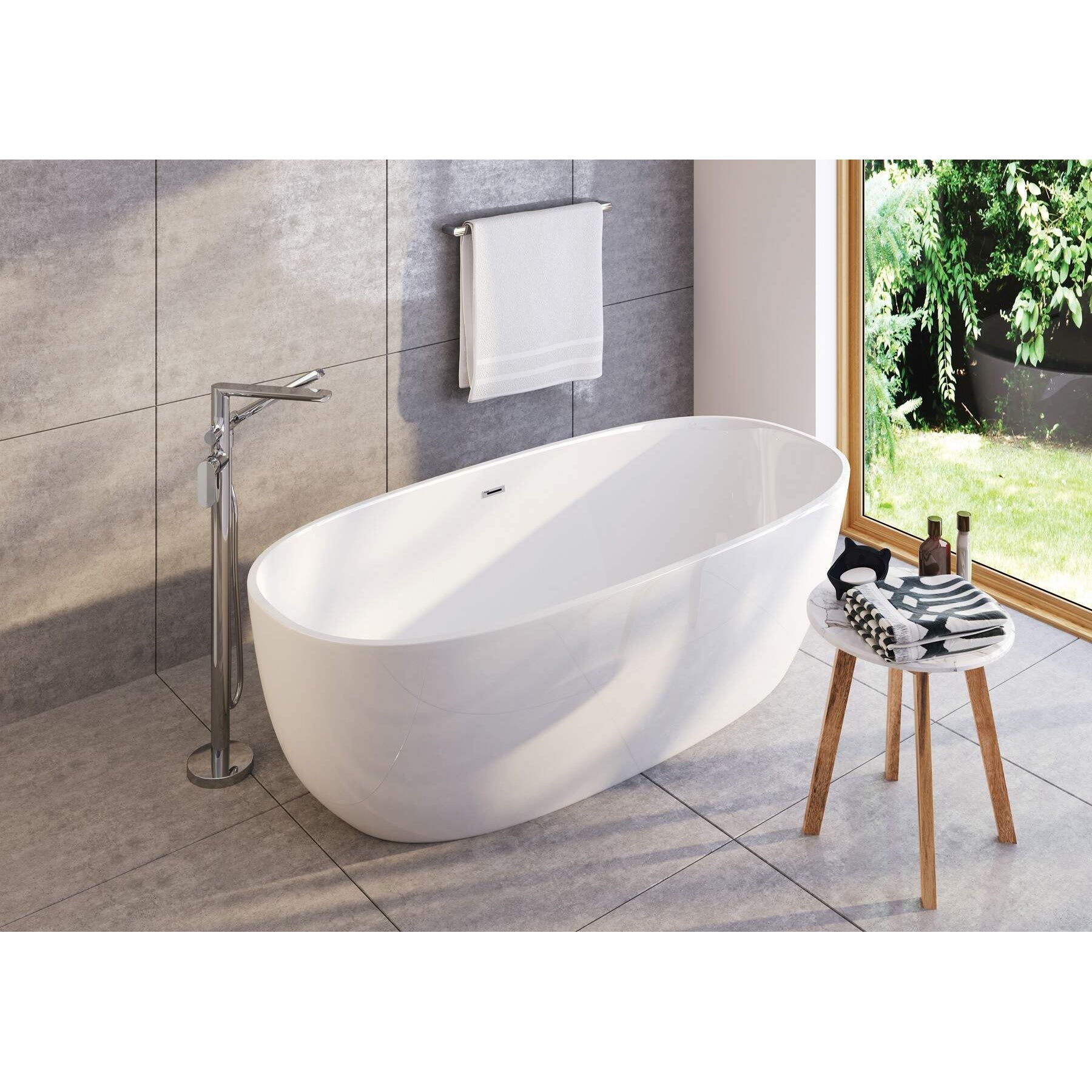 Wanna akrylowa wolnostojąca owalna - 150 cm Deante Alpinia KDU_015W 4