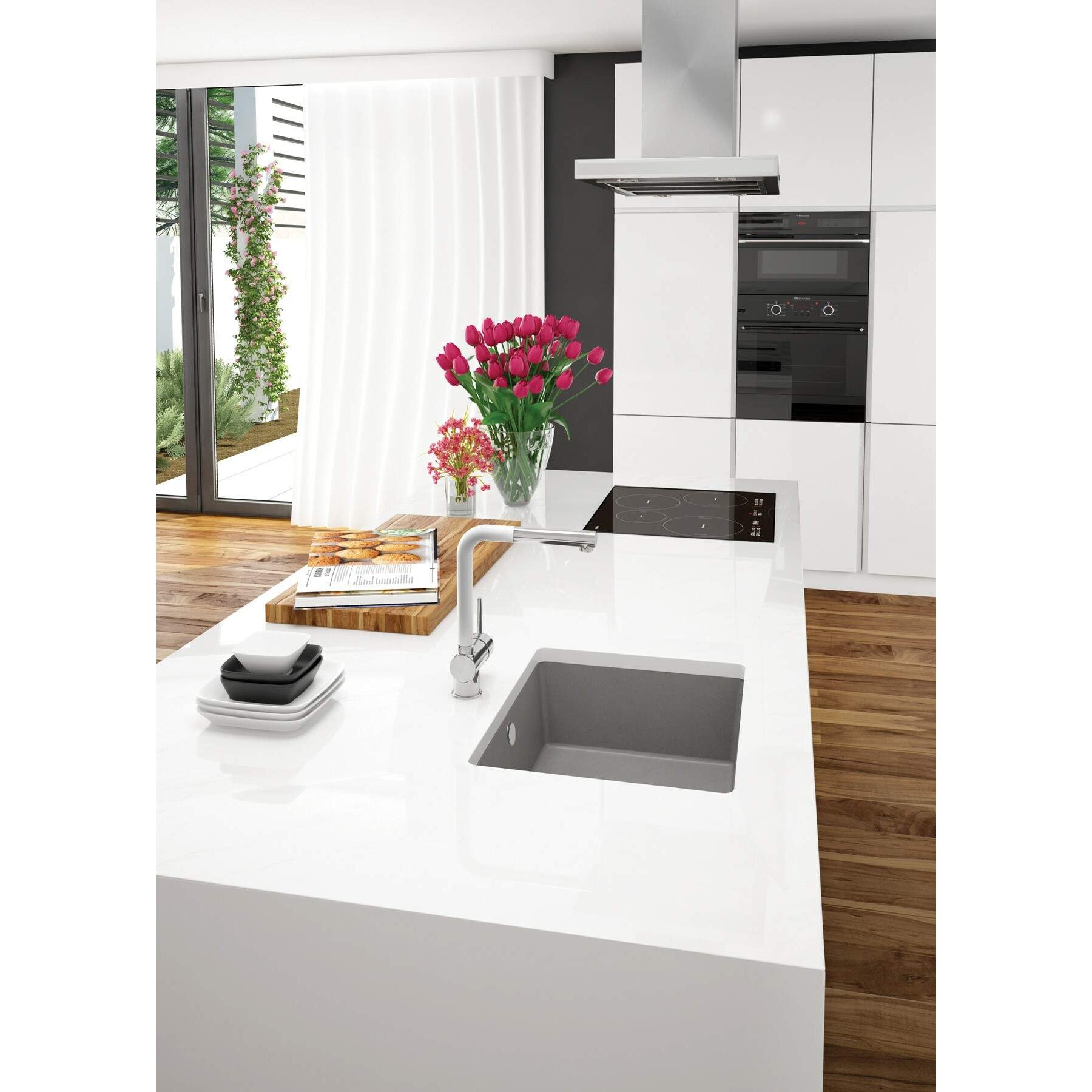 Zlewozmywak granitowy 1-komorowy podwieszany Deante Corda ZQA_S10C 5