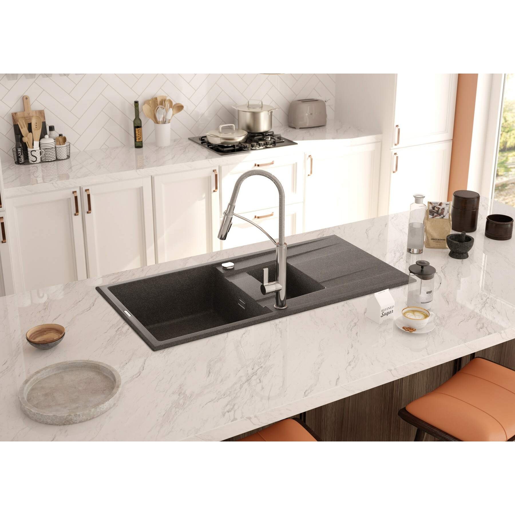 Zlewozmywak granitowy 1.5-komorowy z ociekaczem Deante Eridan ZQE_T513 3