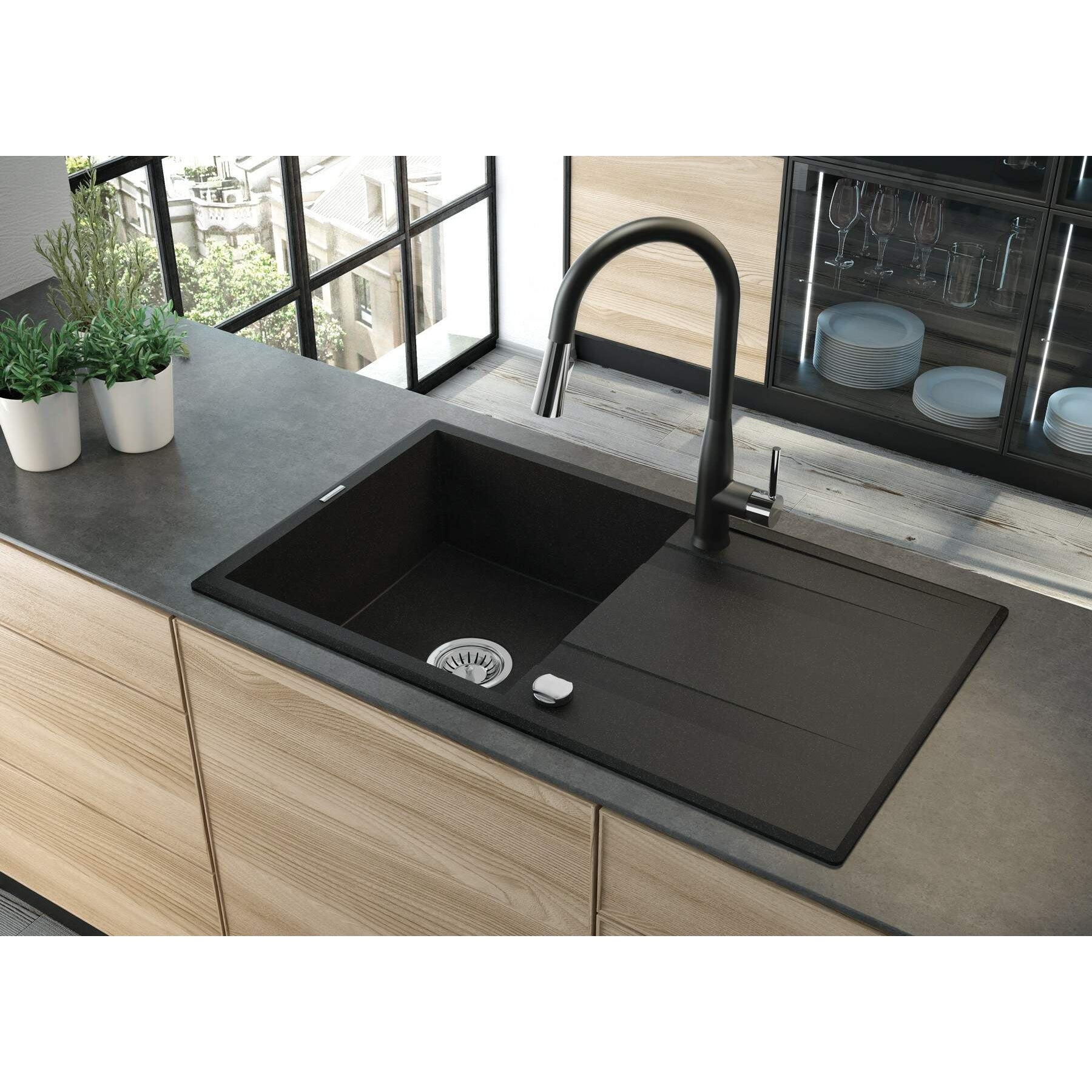 Zlewozmywak granitowy 1-komorowy z ociekaczem Deante Eridan ZQE_G113 2